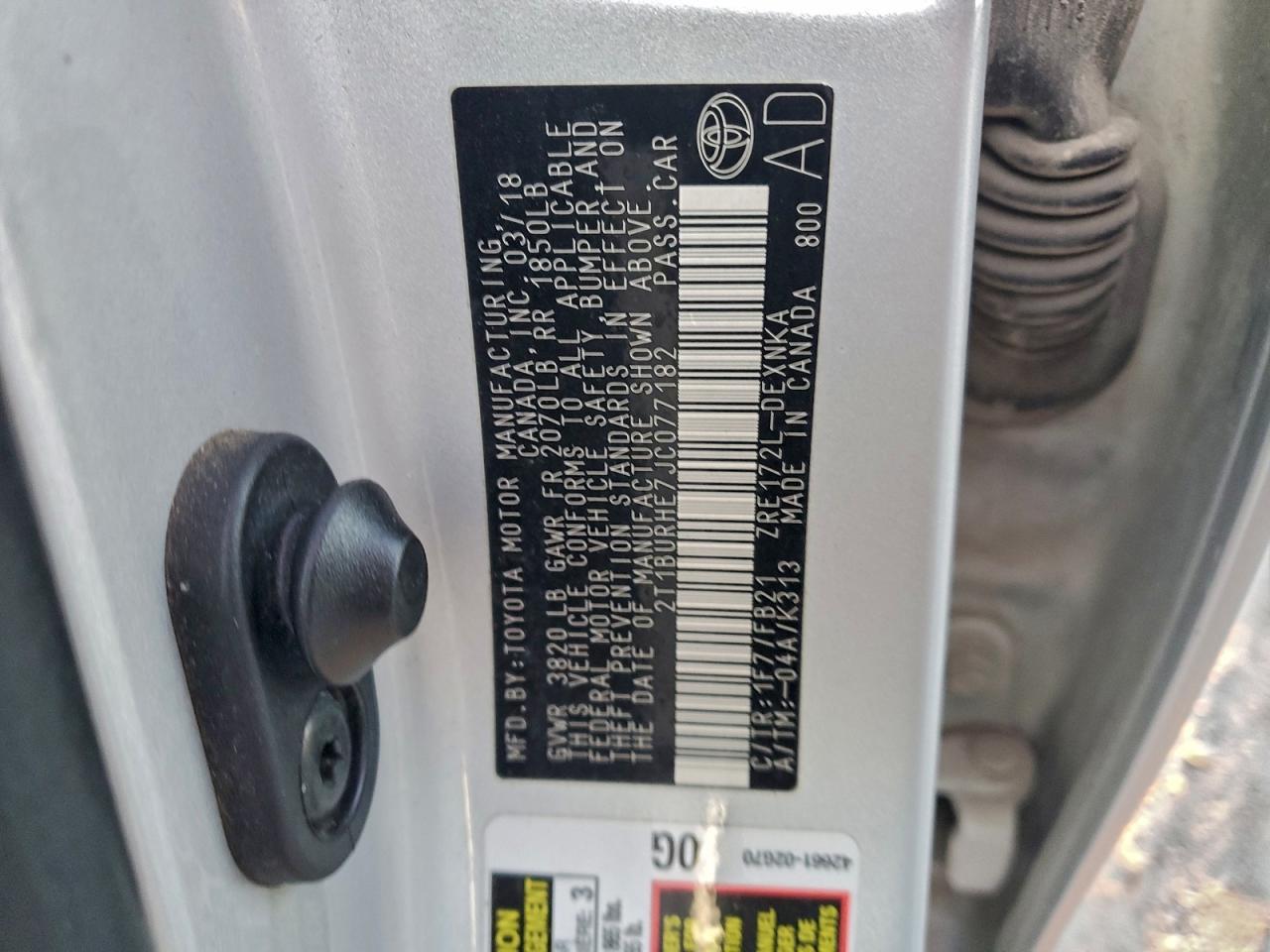 2018 TOYOTA COROLLA