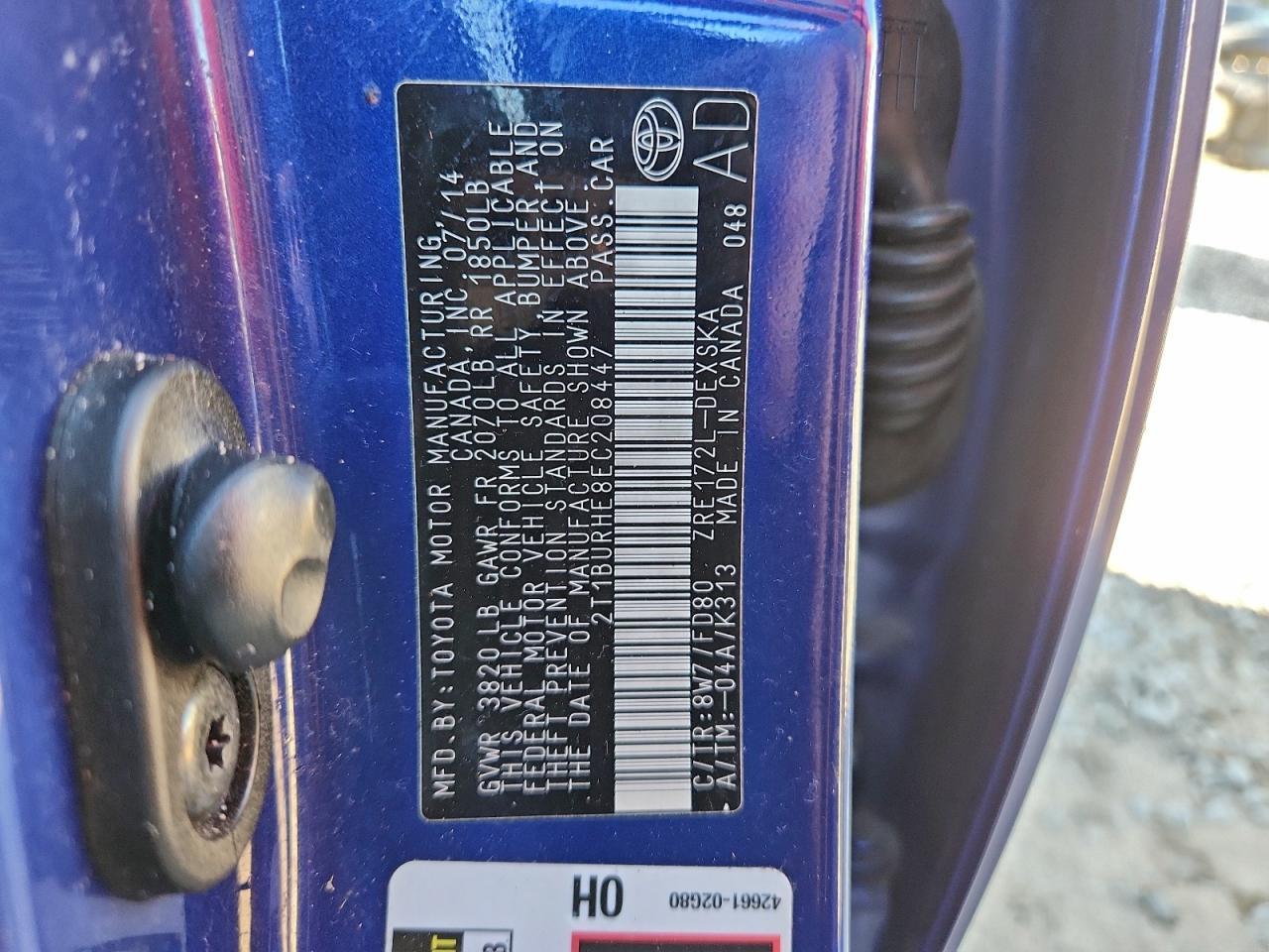 2014 TOYOTA COROLLA