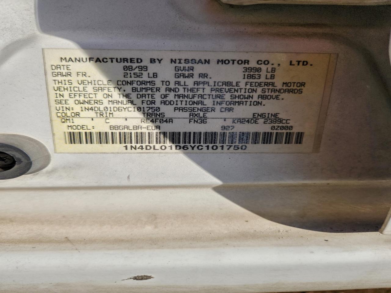 2000 NISSAN ALTIMA