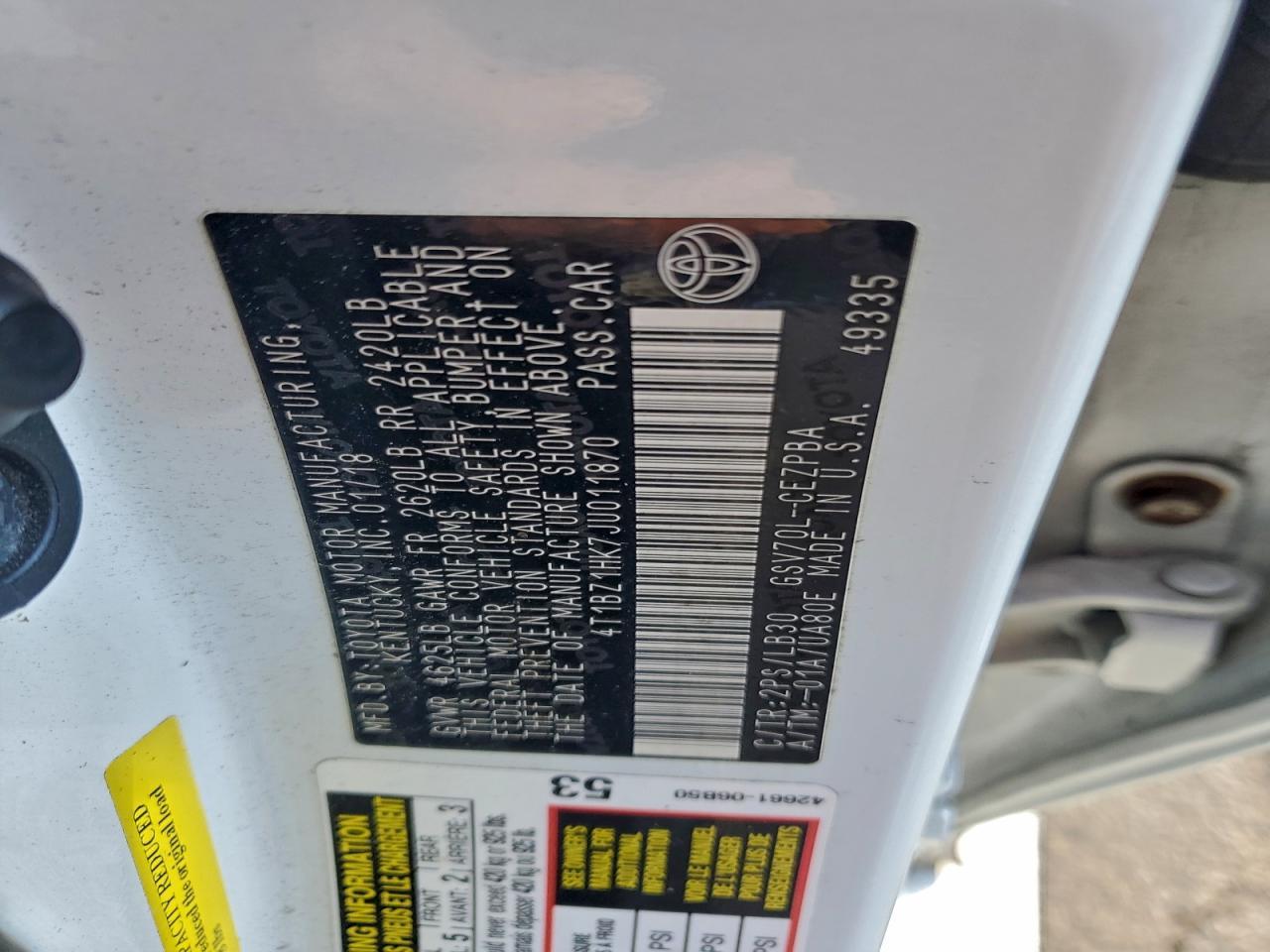 2018 TOYOTA CAMRY