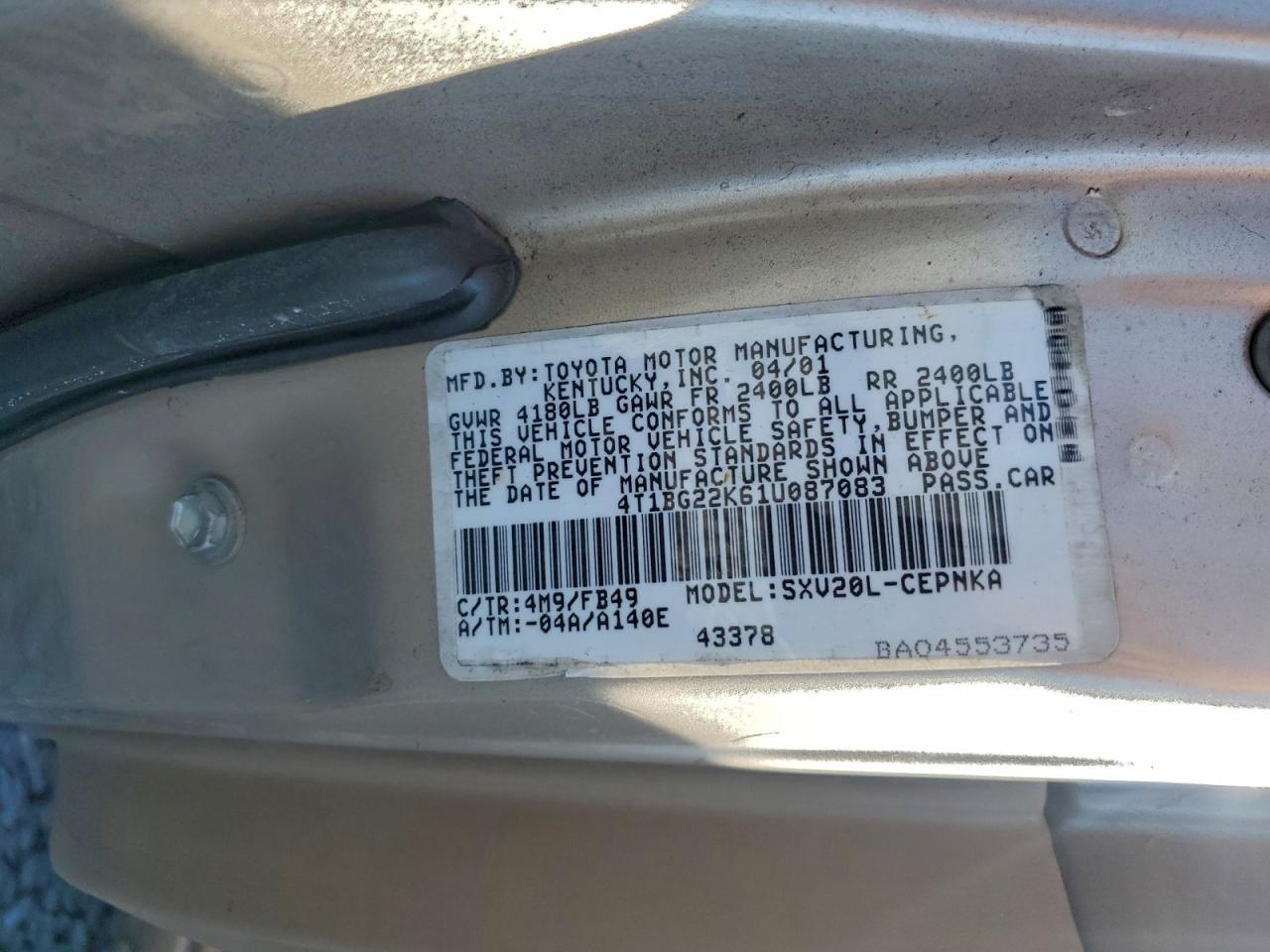 2001 TOYOTA CAMRY