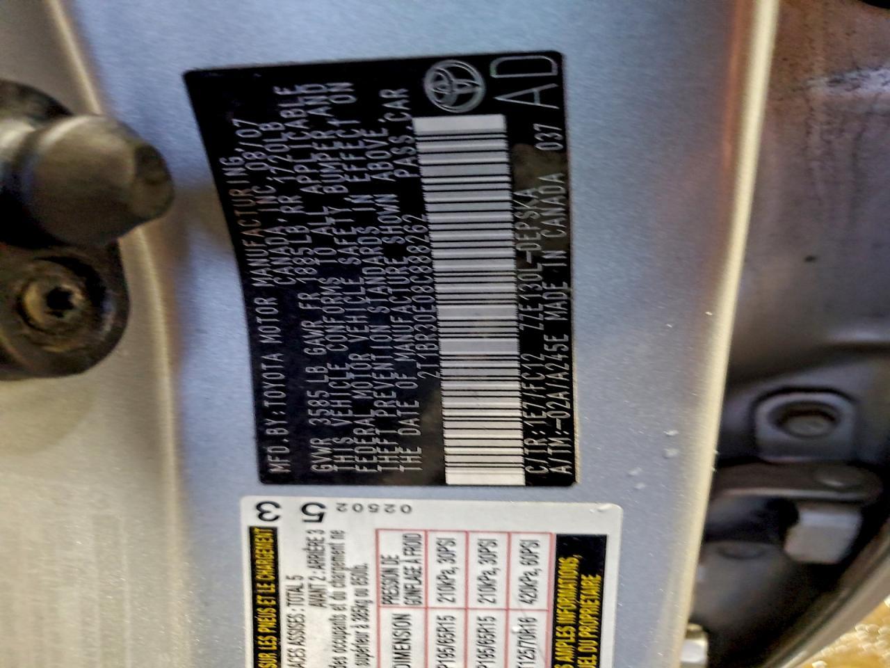 2008 TOYOTA COROLLA