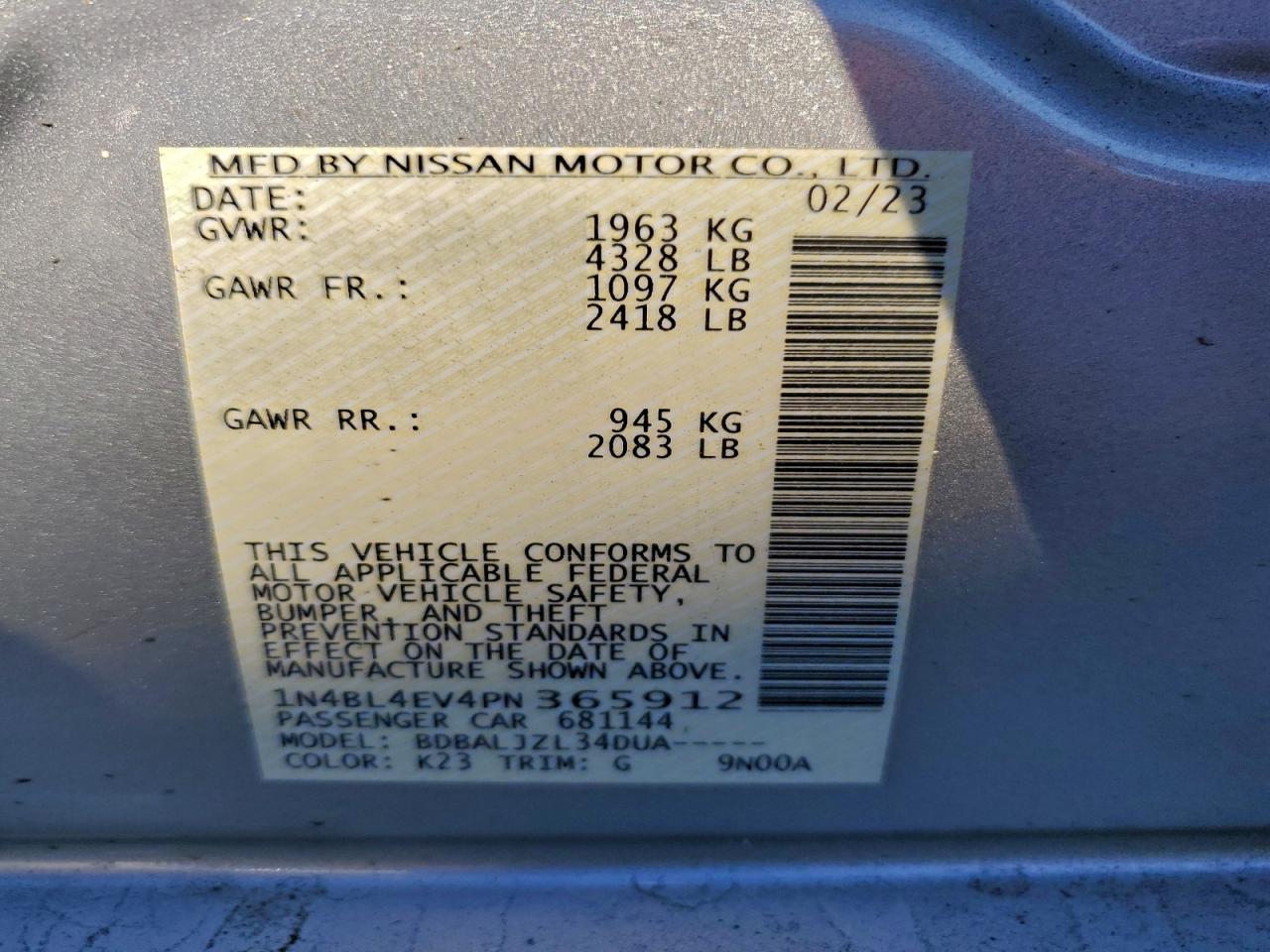 2023 NISSAN ALTIMA