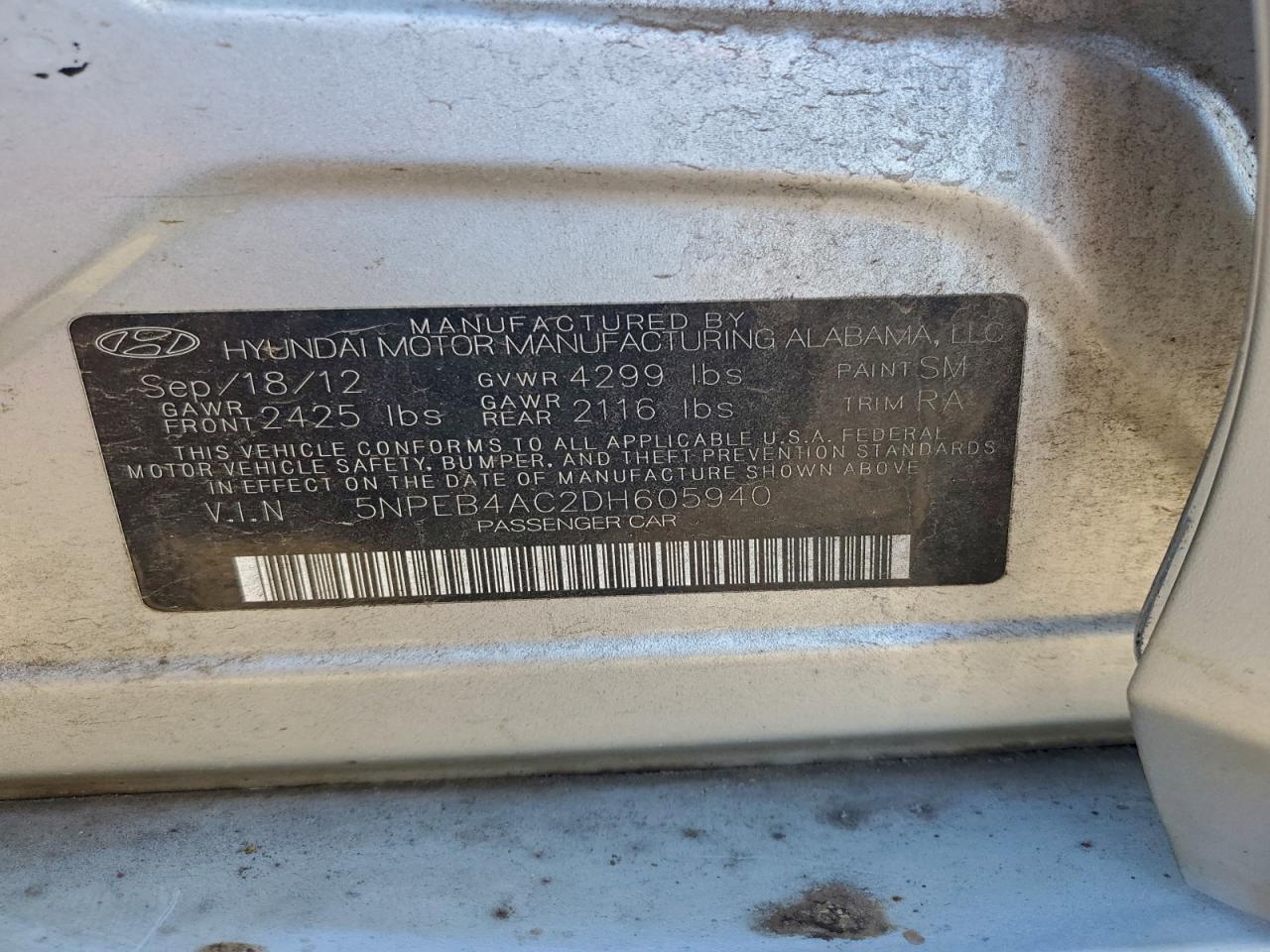 2013 HYUNDAI SONATA