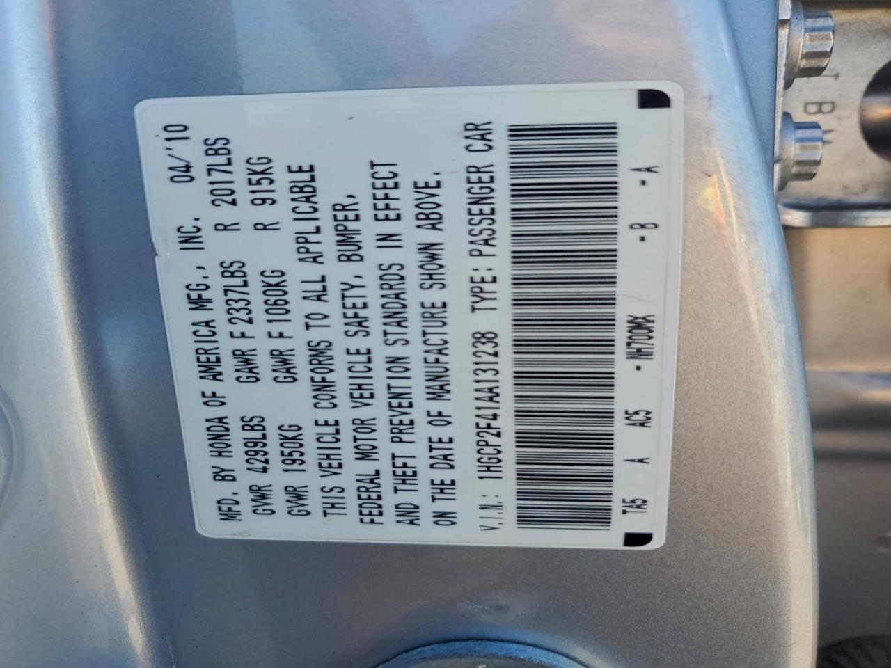 2010 HONDA ACCORD