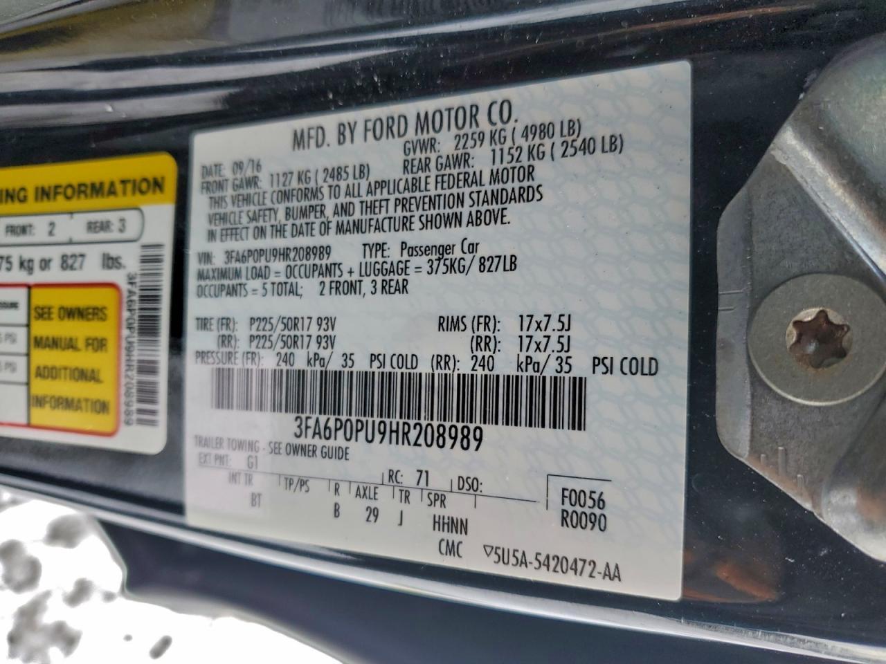 2017 FORD FUSION