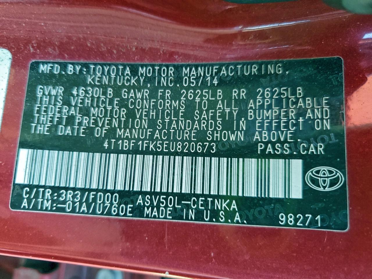 2014 TOYOTA CAMRY