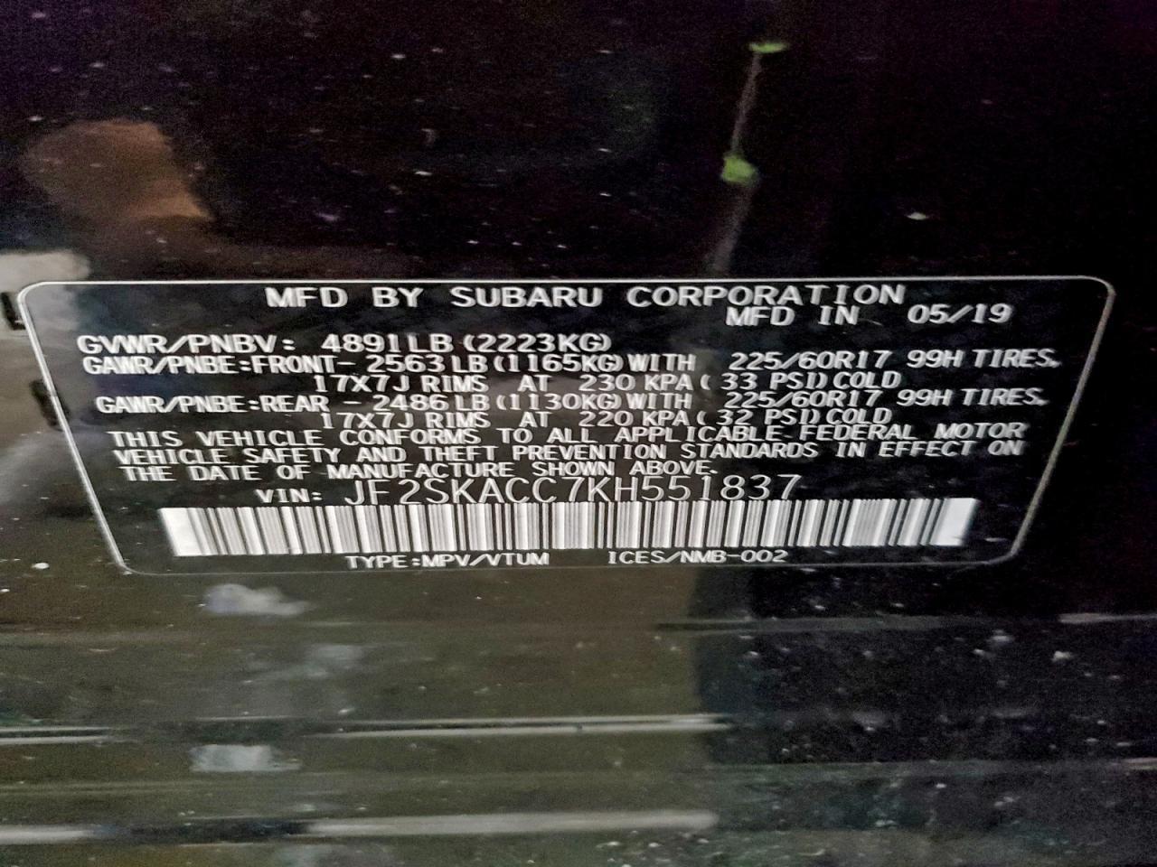 2019 SUBARU FORESTER