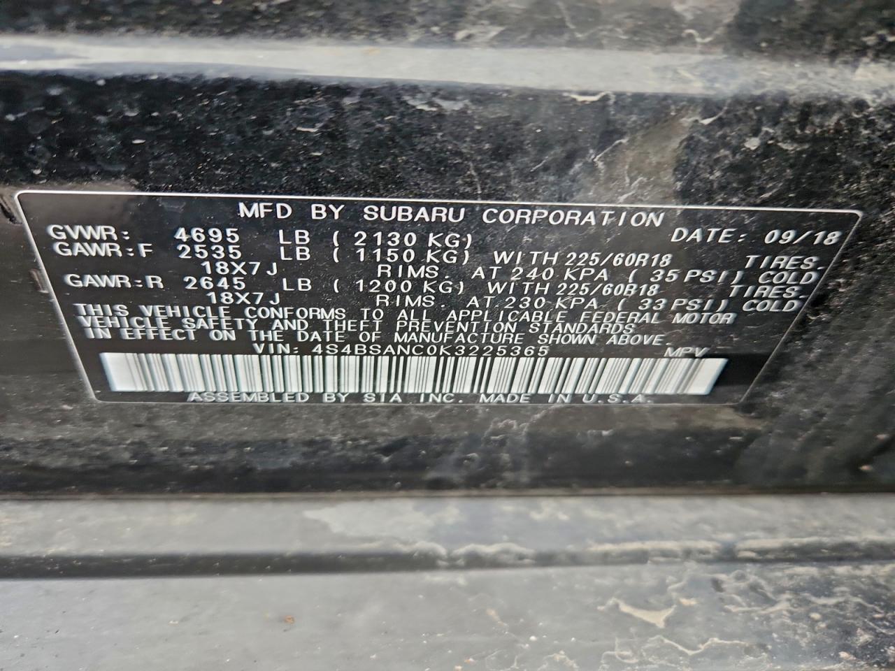 2019 SUBARU Outback