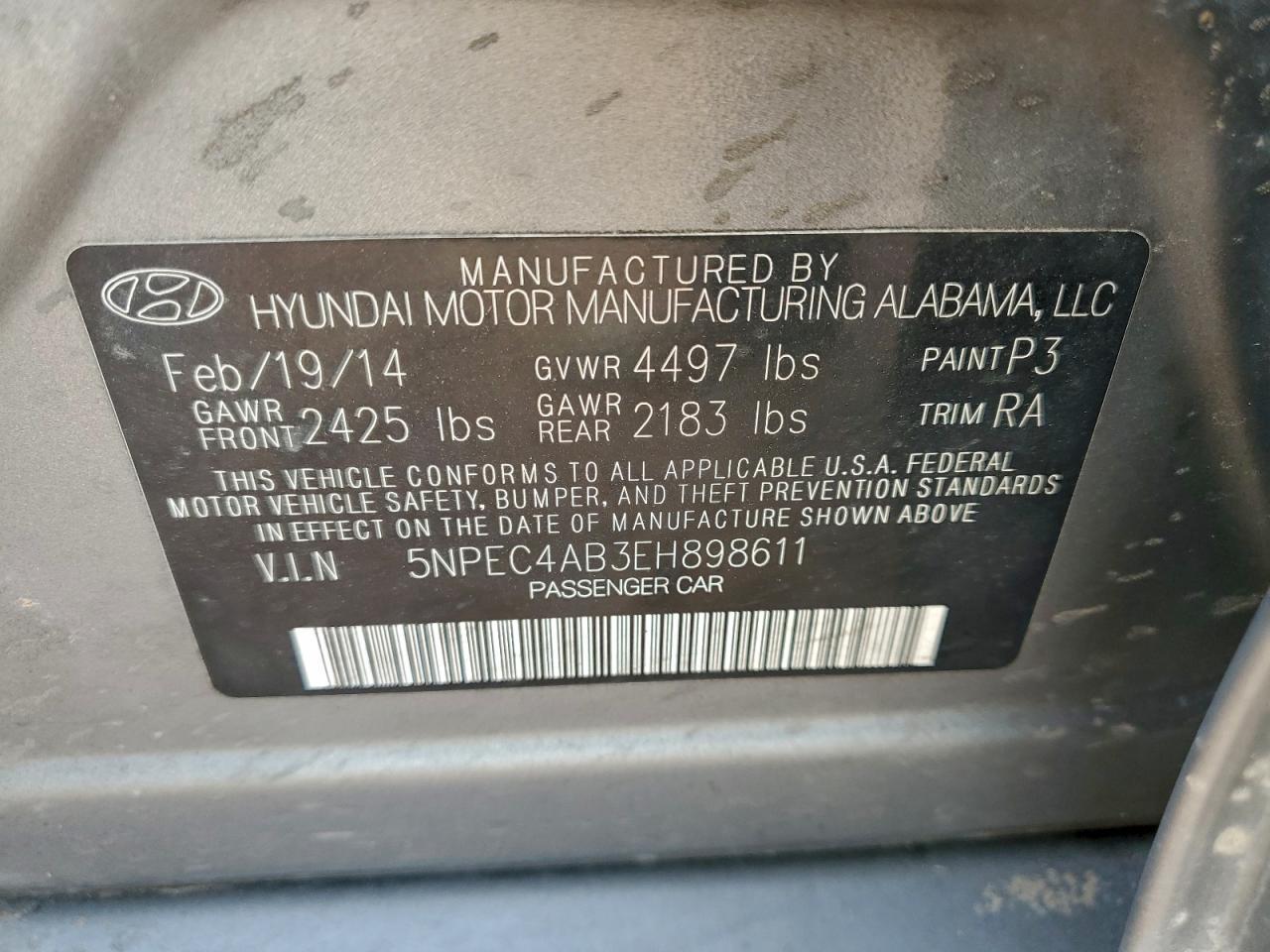 2014 HYUNDAI SONATA