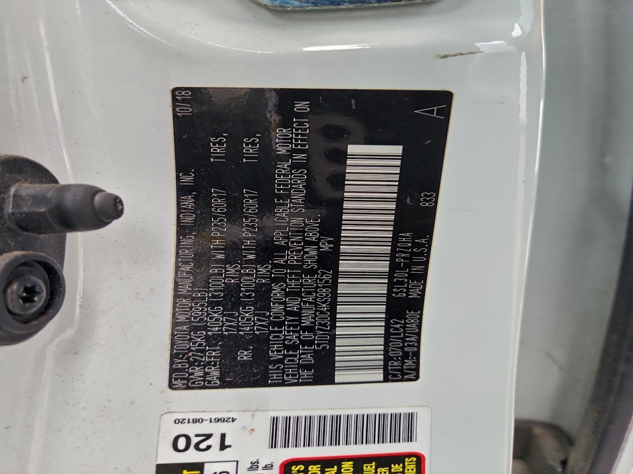 2019 TOYOTA SIENNA