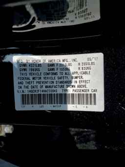 2017 HONDA ACCORD