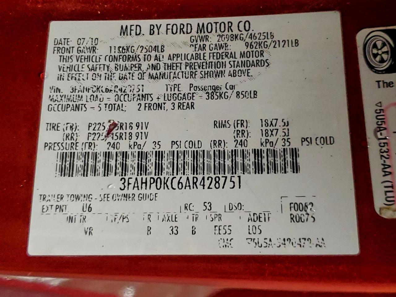 2010 FORD FUSION