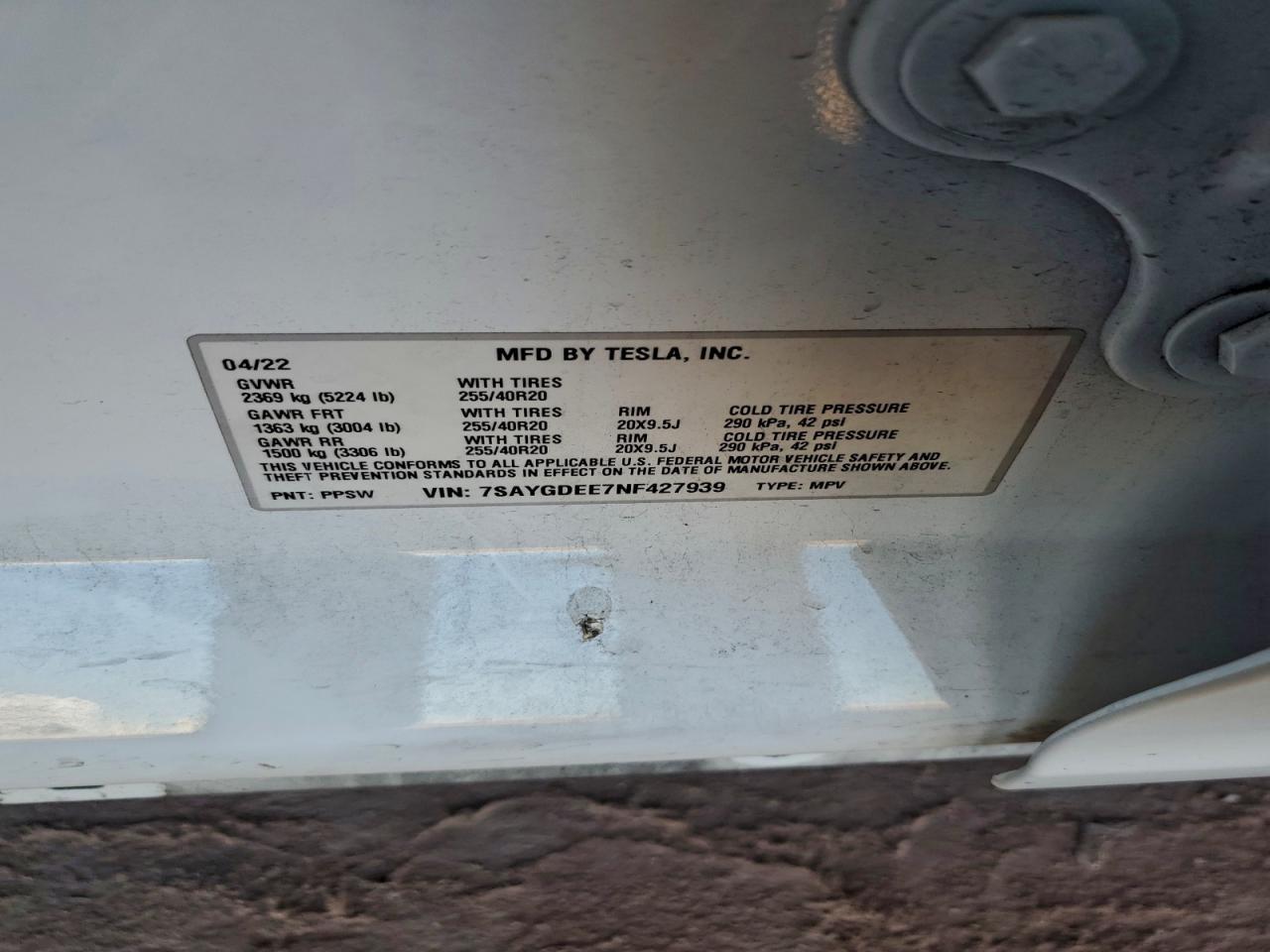 2022 TESLA MODEL Y