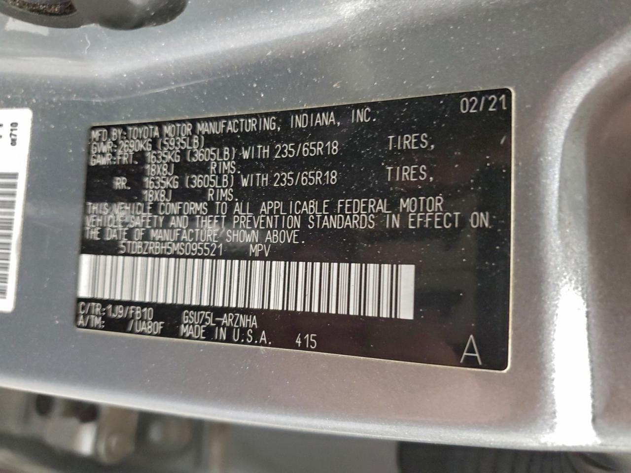 2021 TOYOTA HIGHLANDER