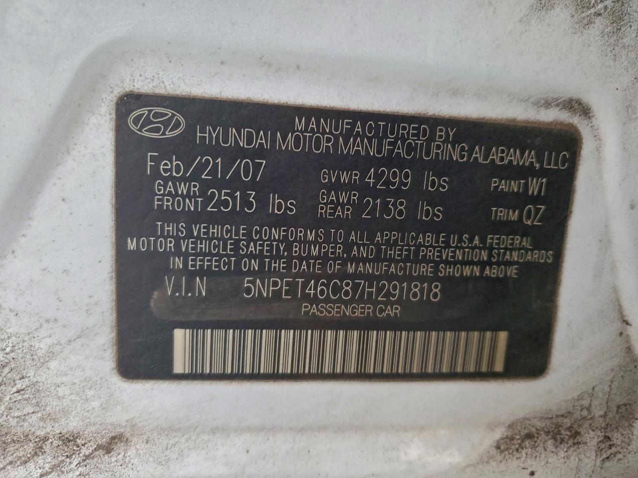 2007 HYUNDAI SONATA