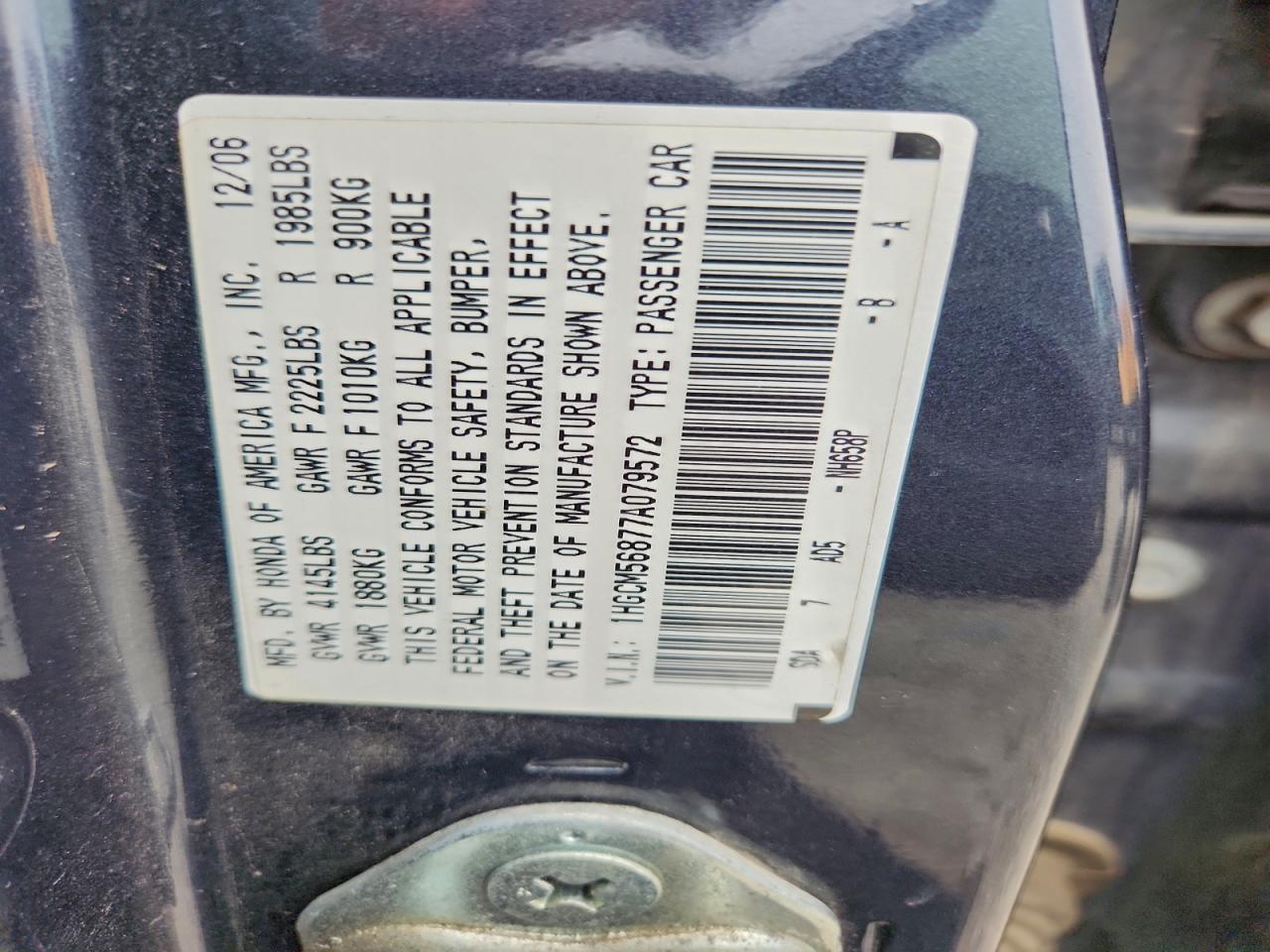 2007 HONDA ACCORD