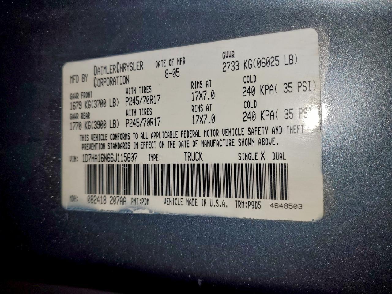 2006 DODGE RAM 1500