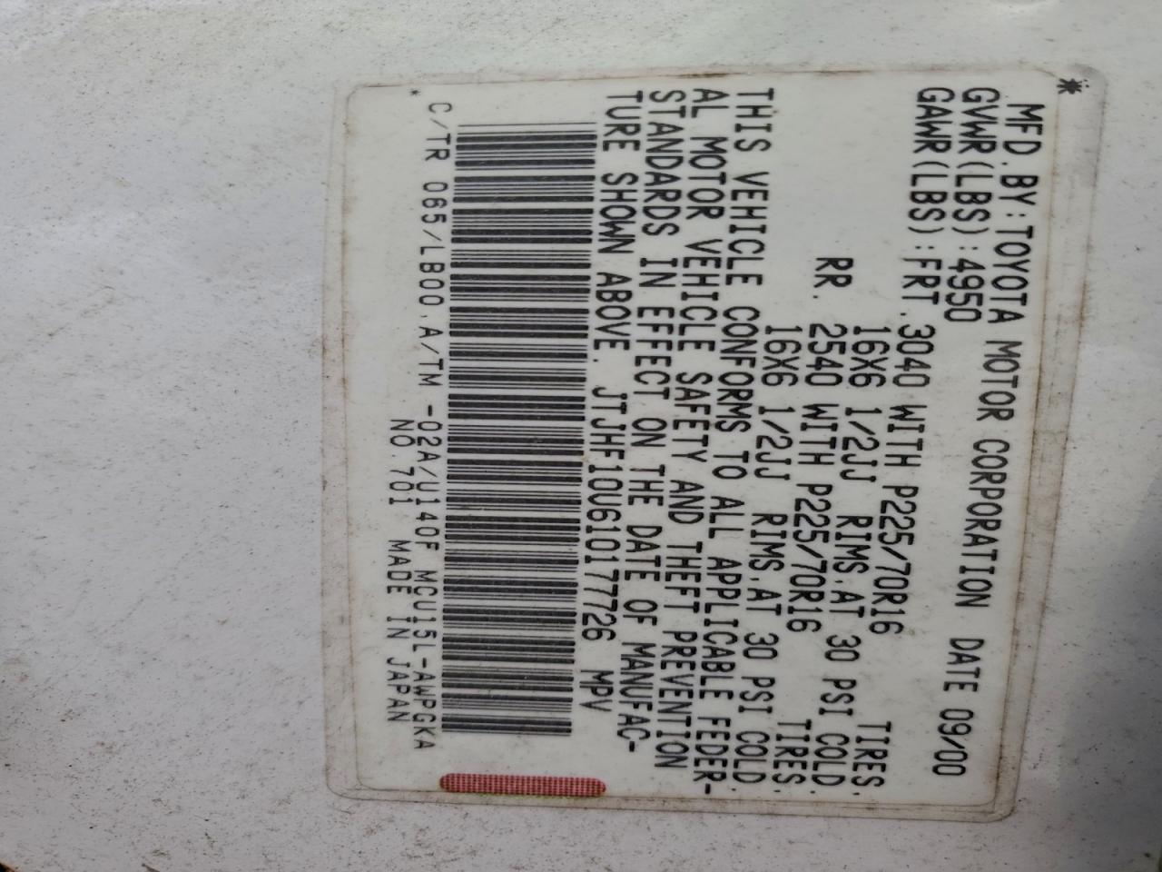 2001 LEXUS Rx 300
