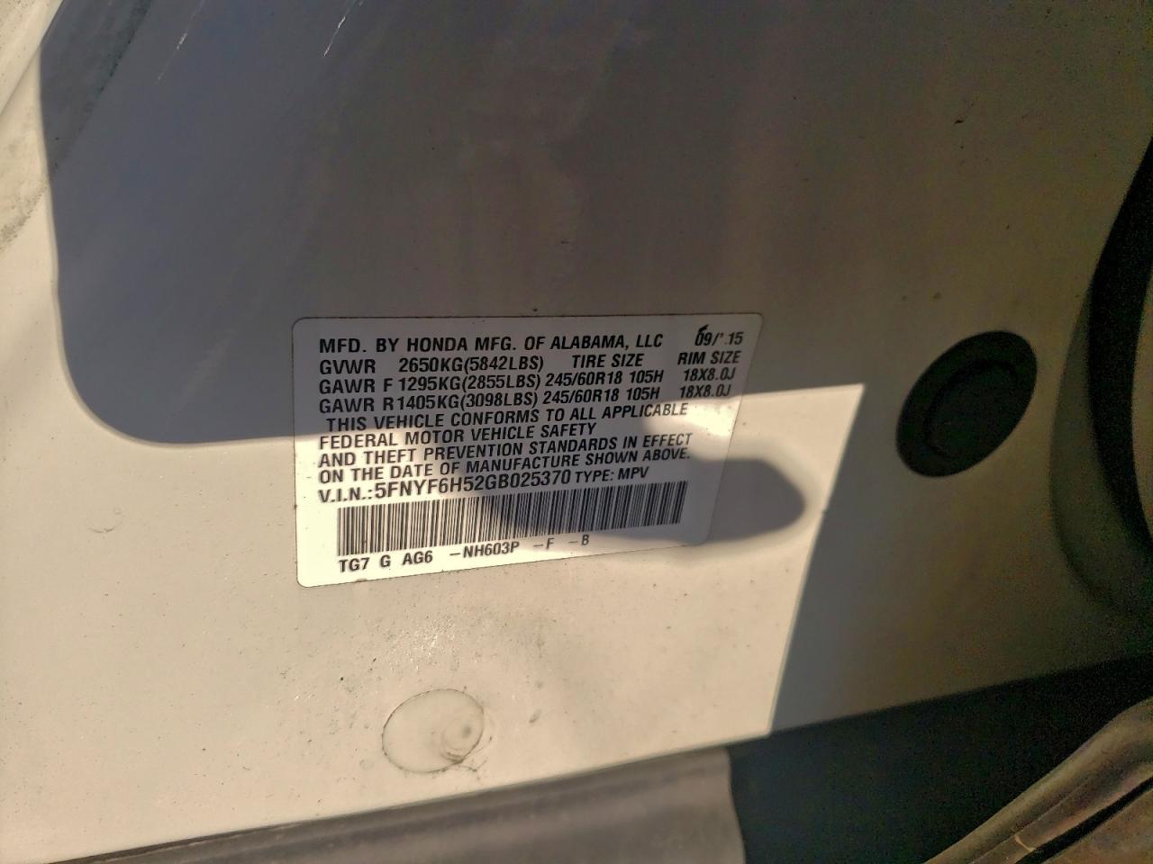 2016 HONDA PILOT