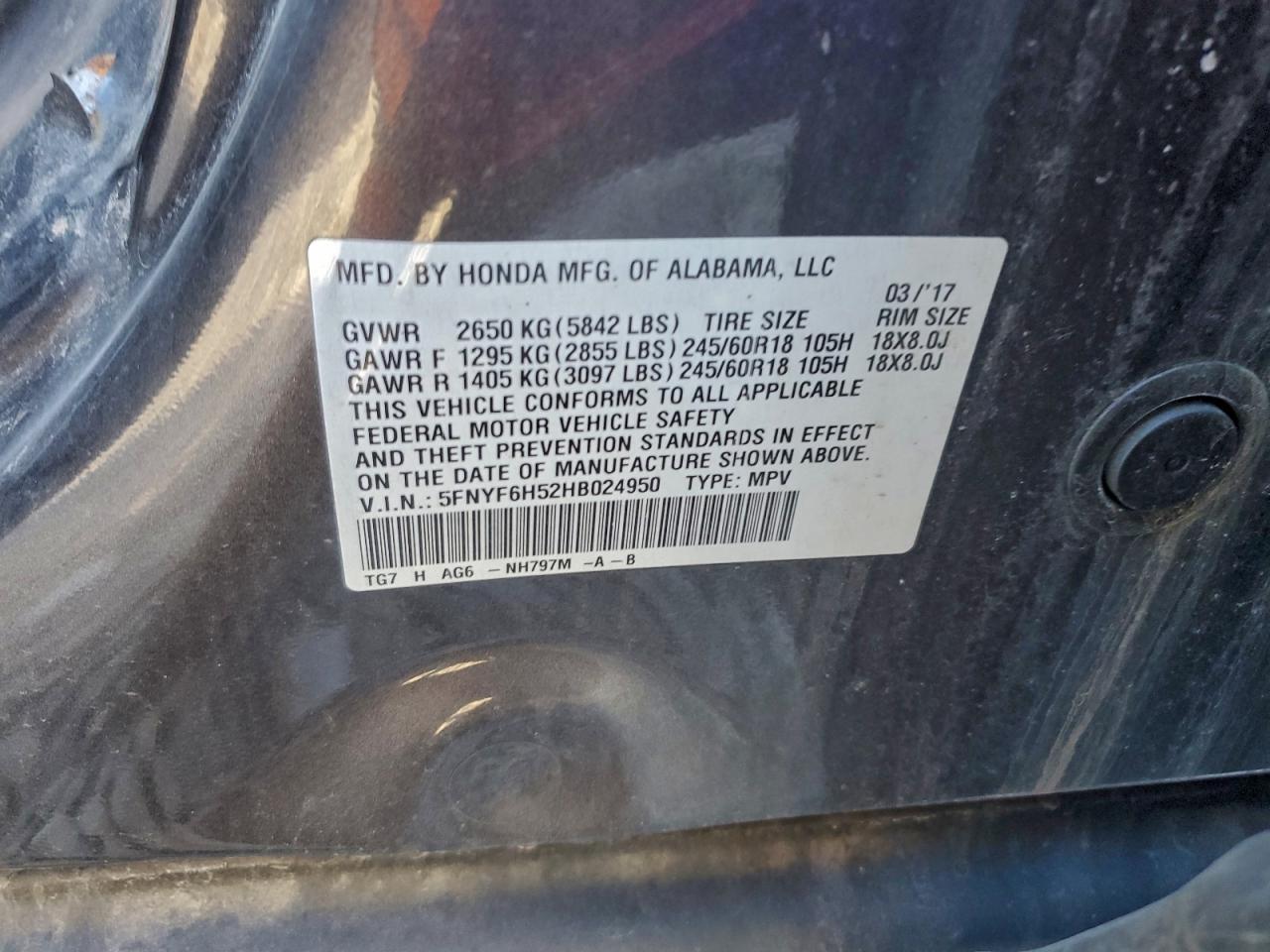2017 HONDA PILOT