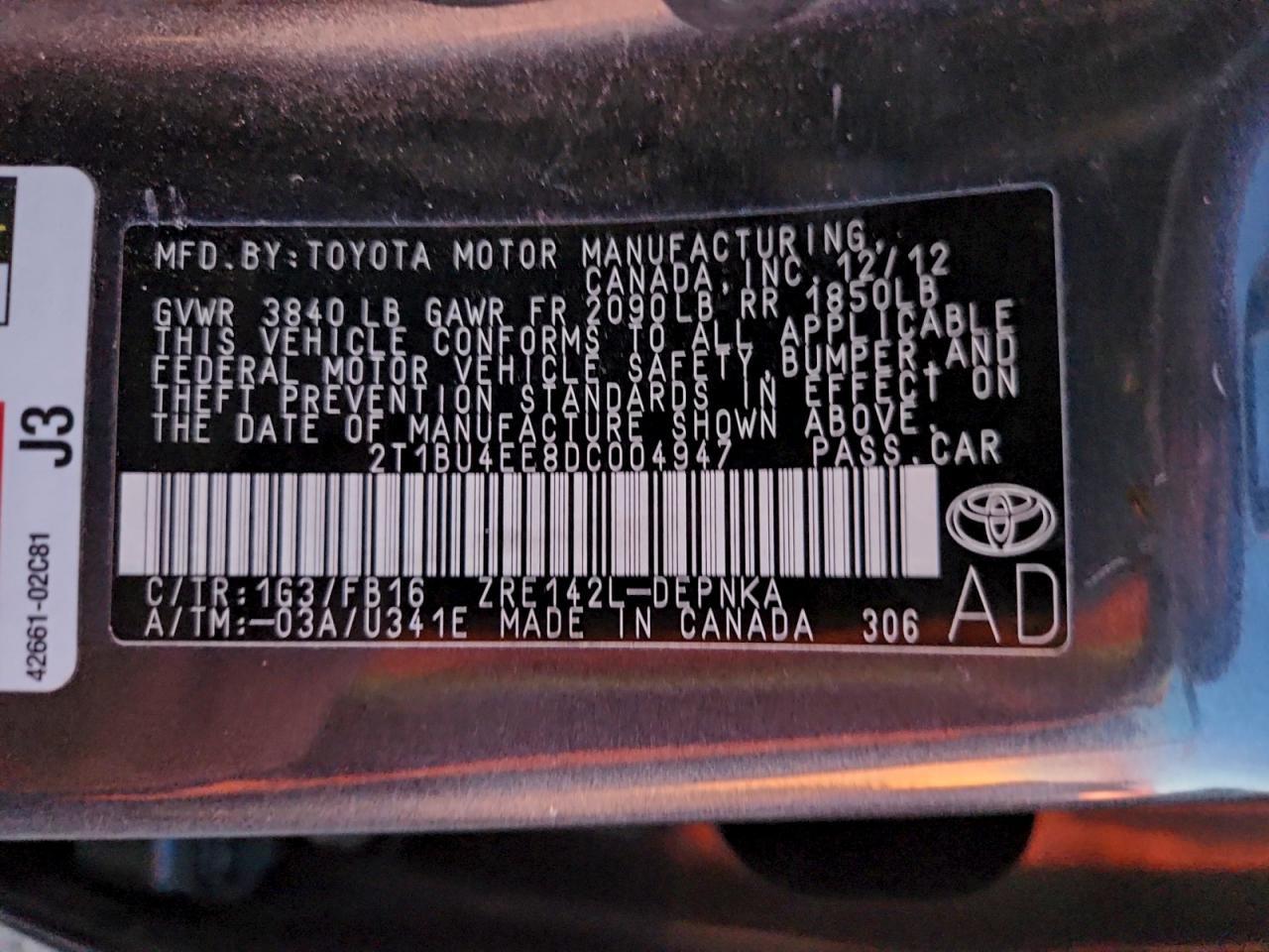 2013 TOYOTA COROLLA