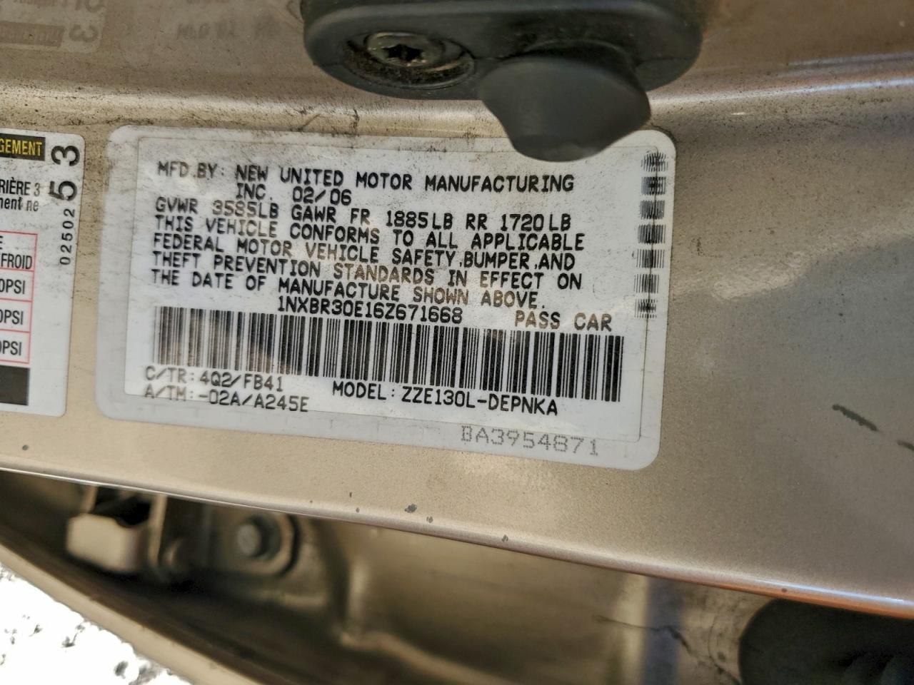 2006 TOYOTA COROLLA