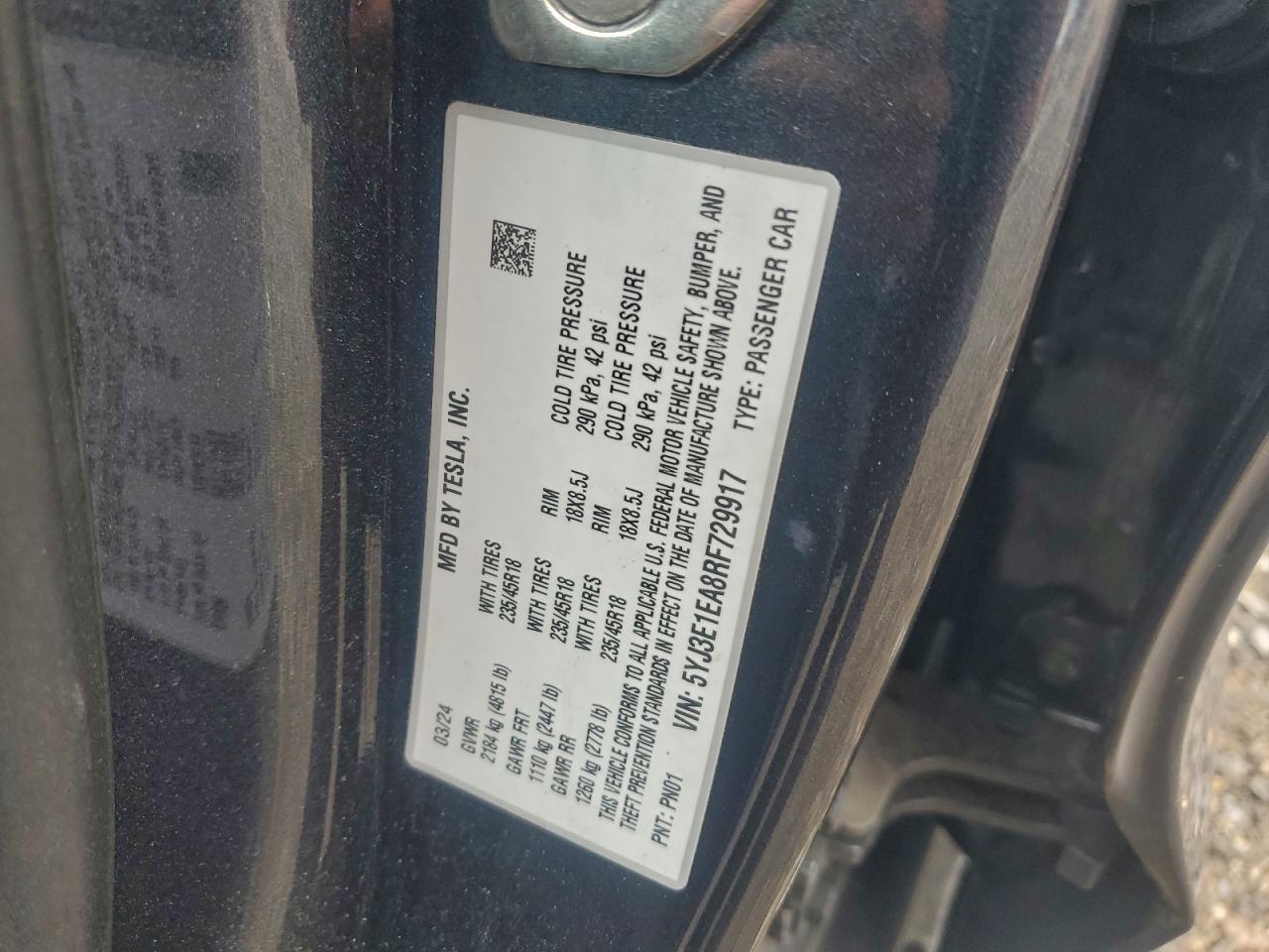2024 TESLA MODEL 3