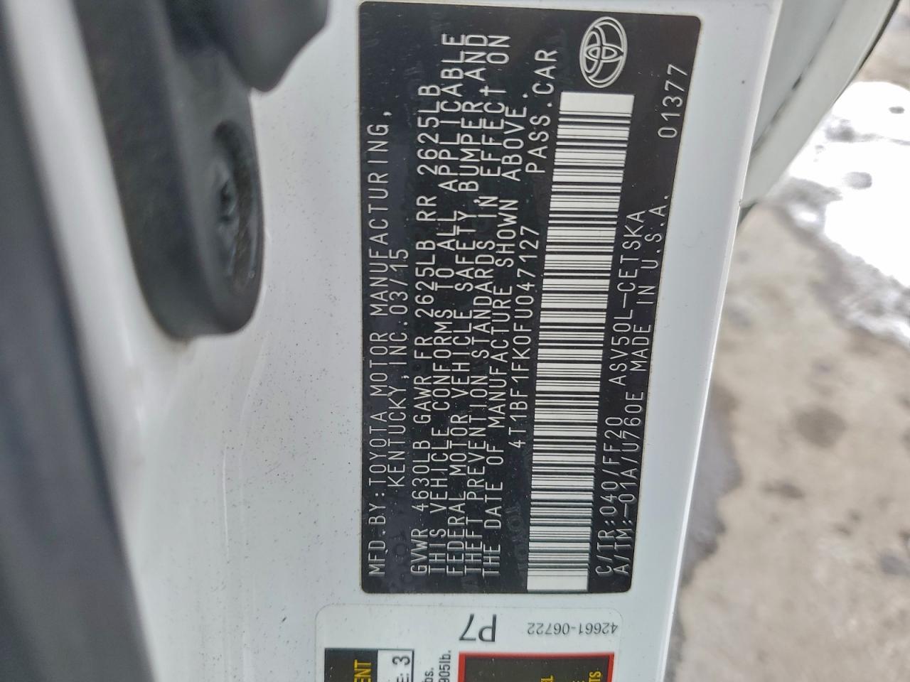 2015 TOYOTA CAMRY