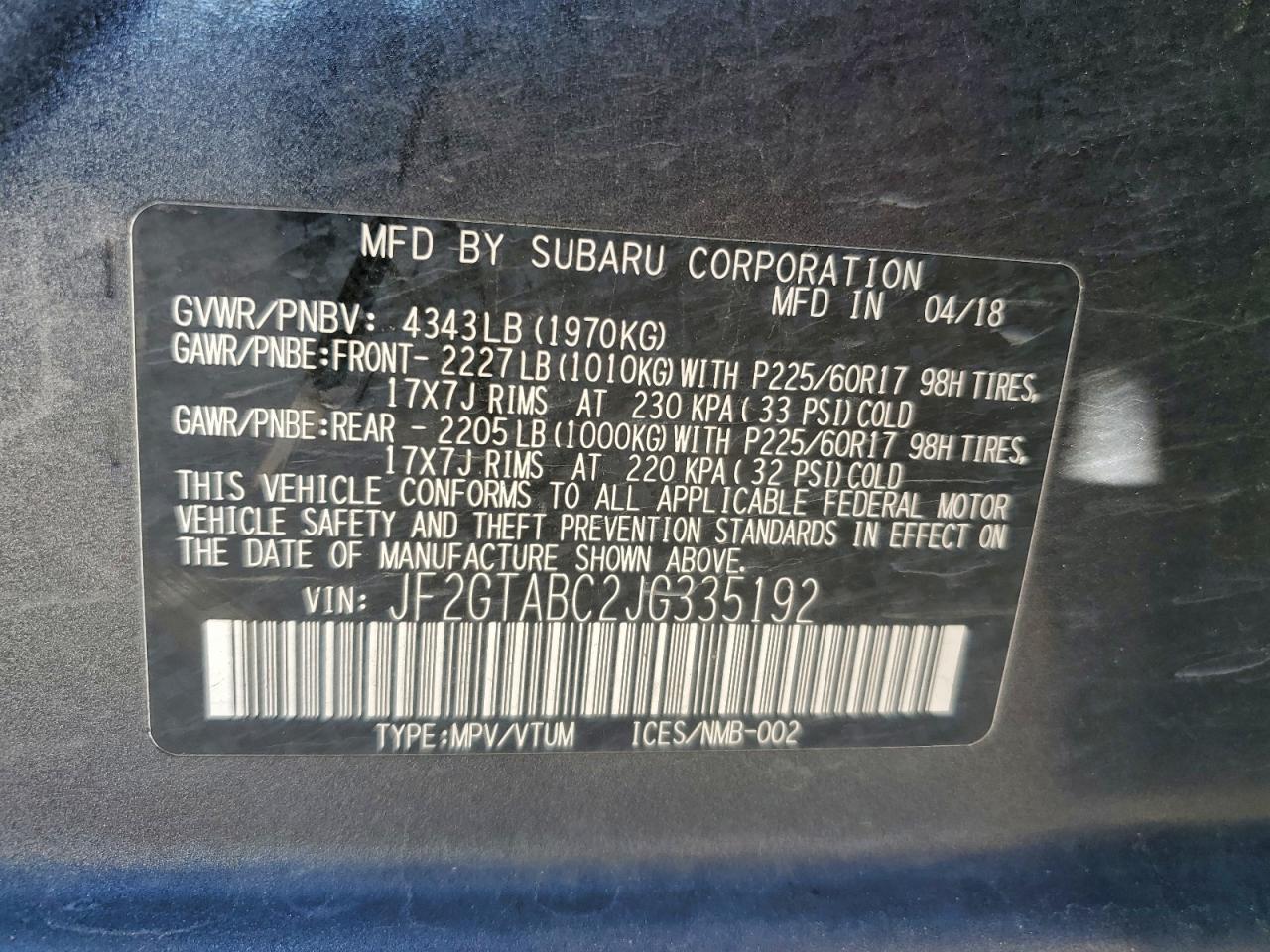 2018 SUBARU Crosstrek