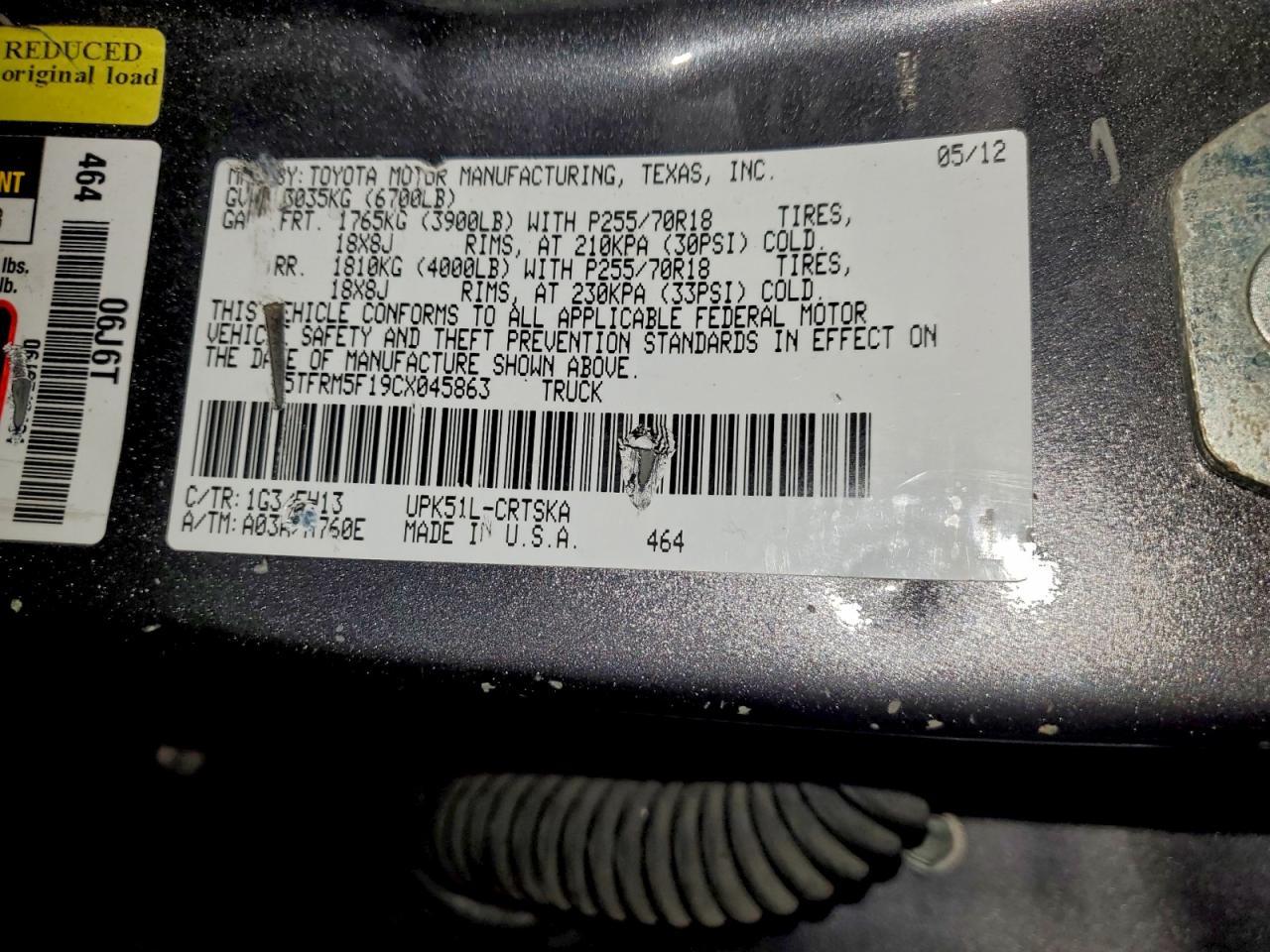 2012 TOYOTA TUNDRA