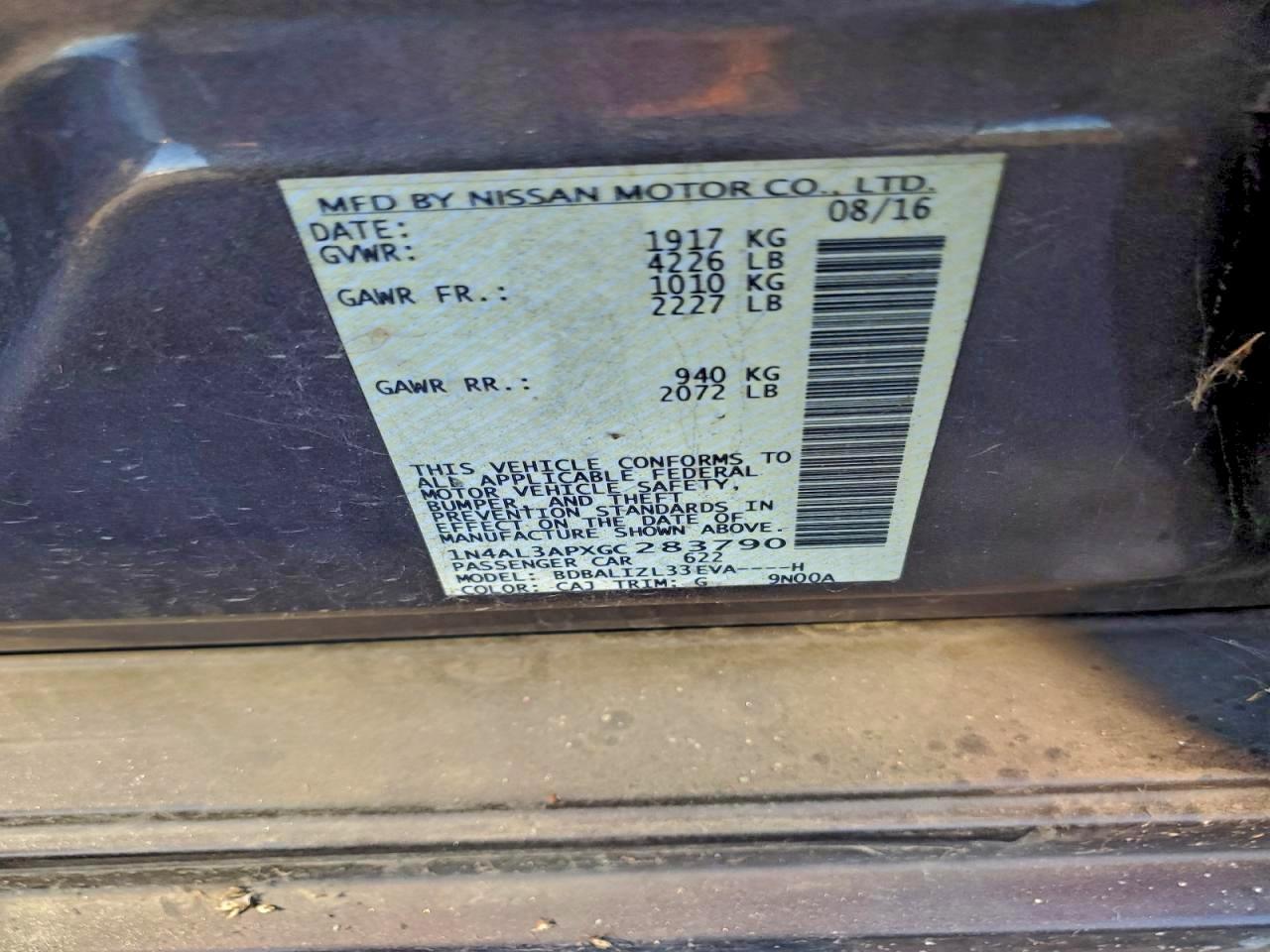 2016 NISSAN ALTIMA