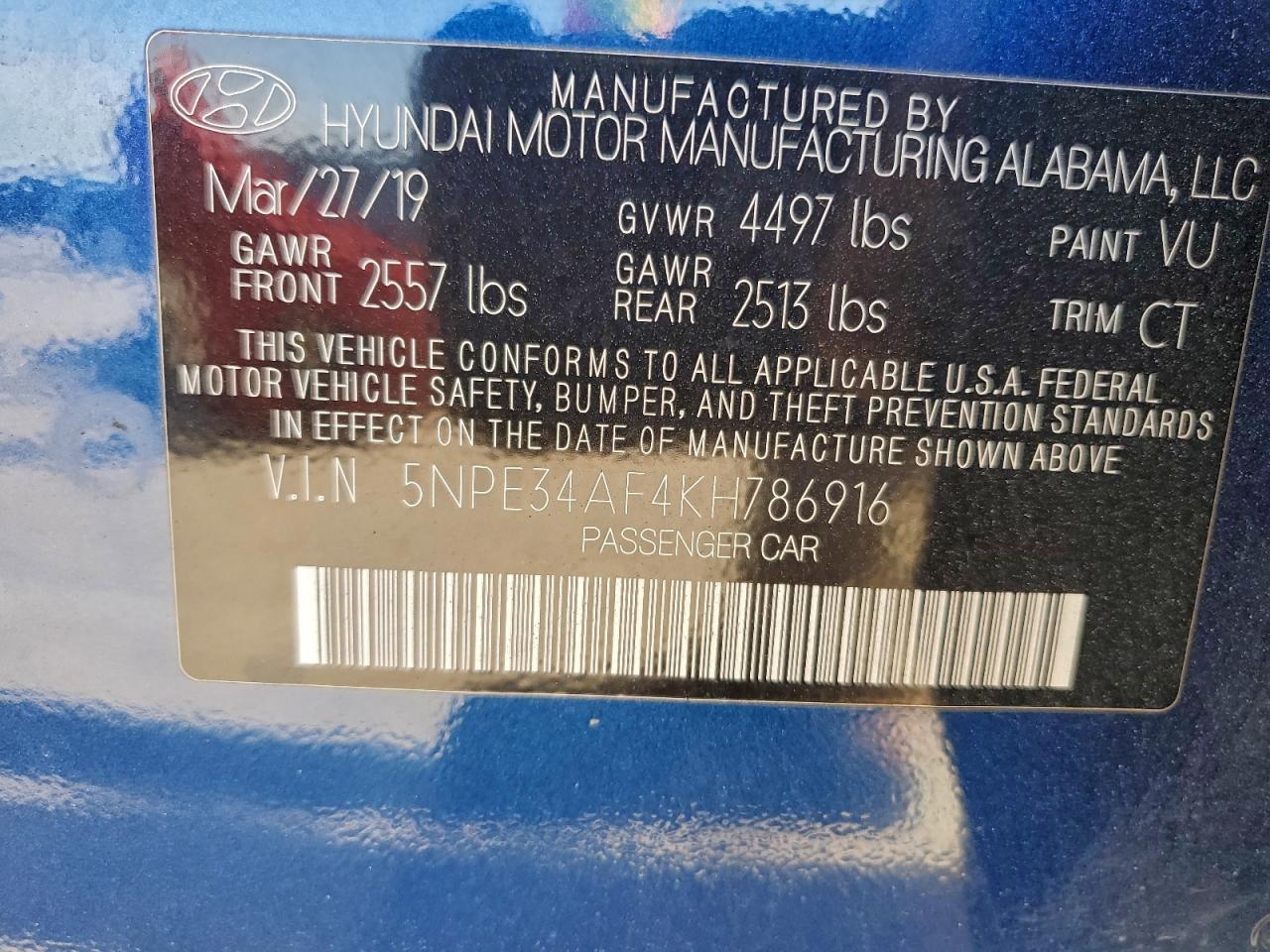 2019 HYUNDAI SONATA