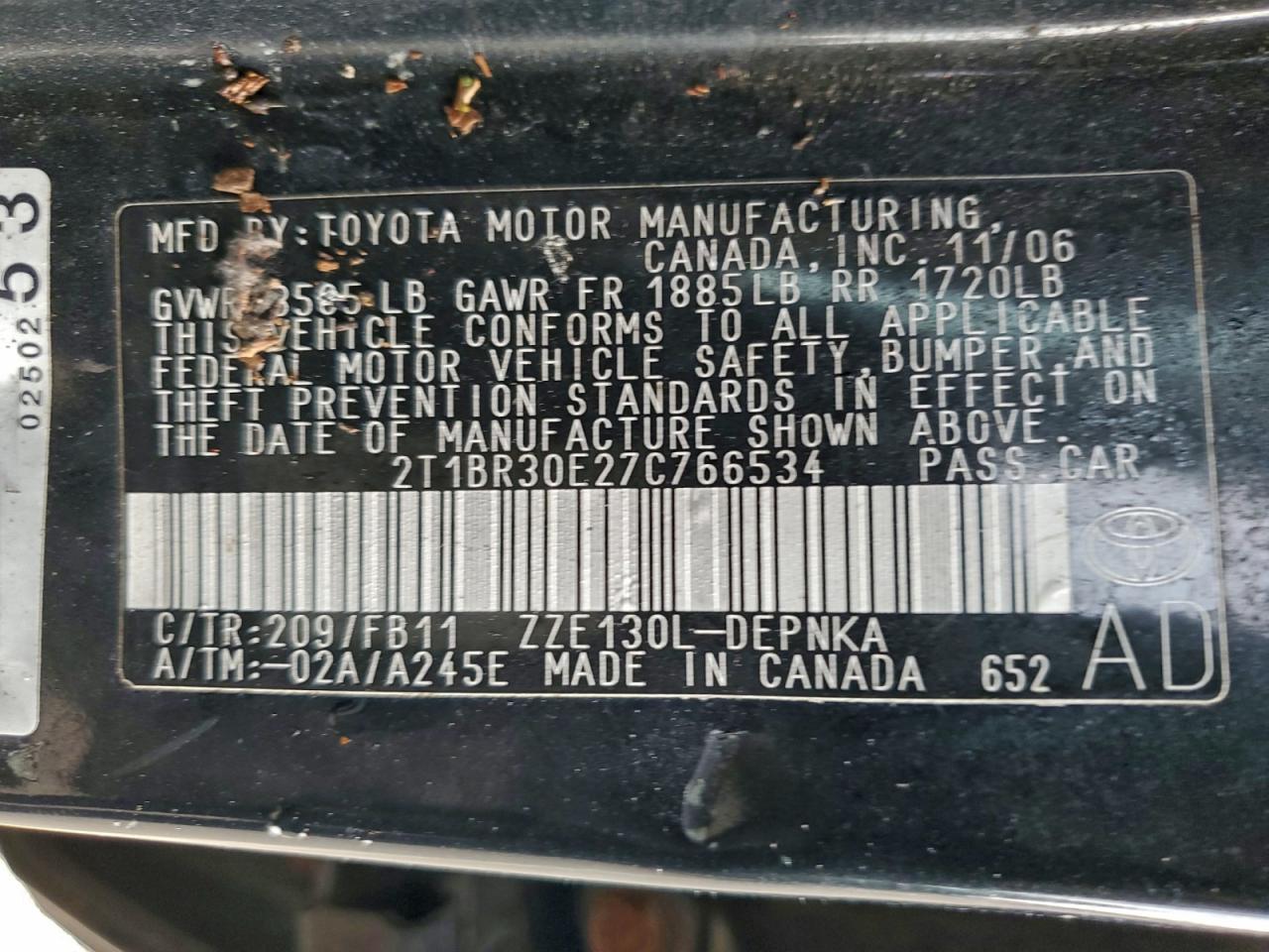 2007 TOYOTA COROLLA