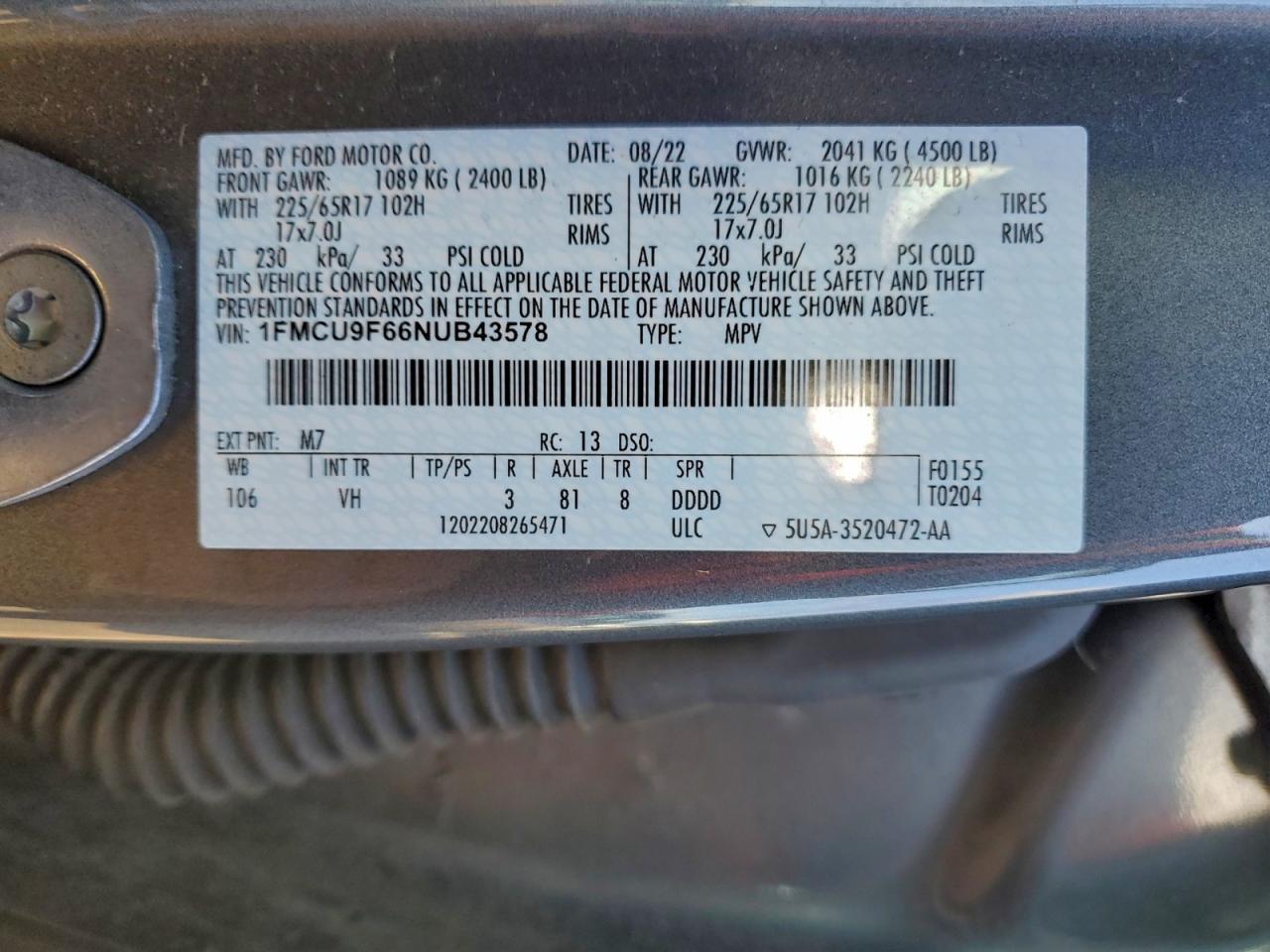 2022 FORD ESCAPE