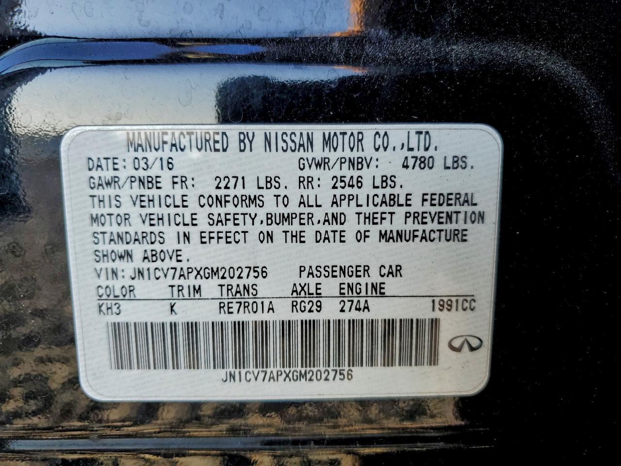 2016 INFINITI Q50