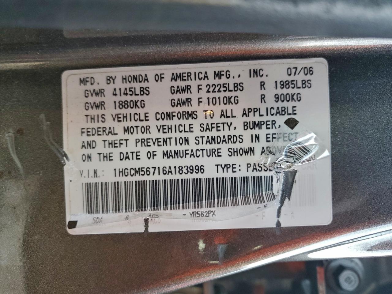 2006 HONDA ACCORD