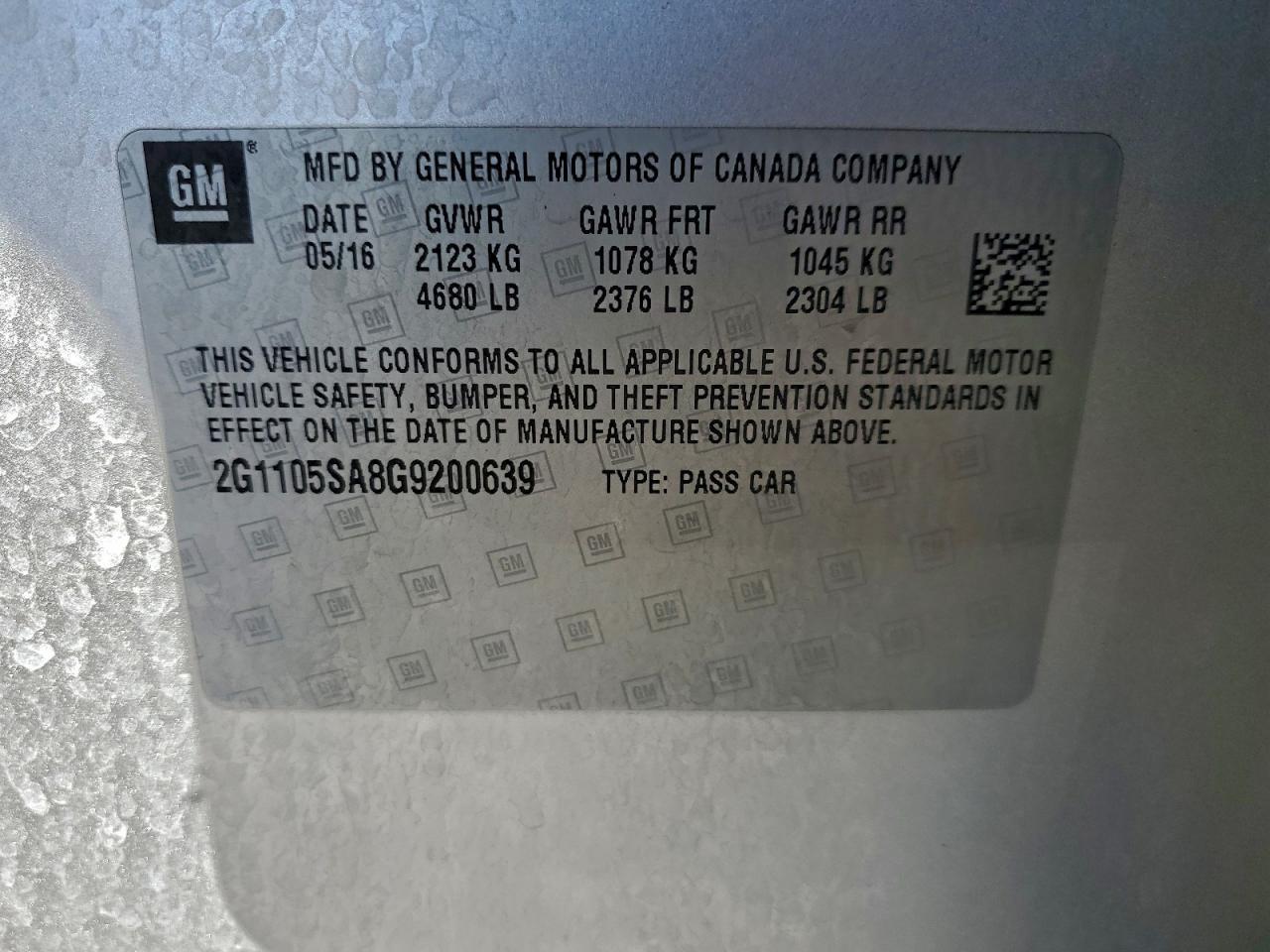 2016 CHEVROLET IMPALA