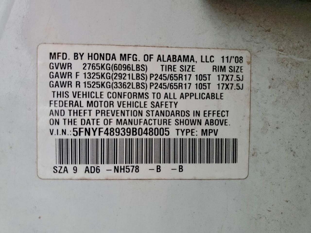 2009 HONDA PILOT