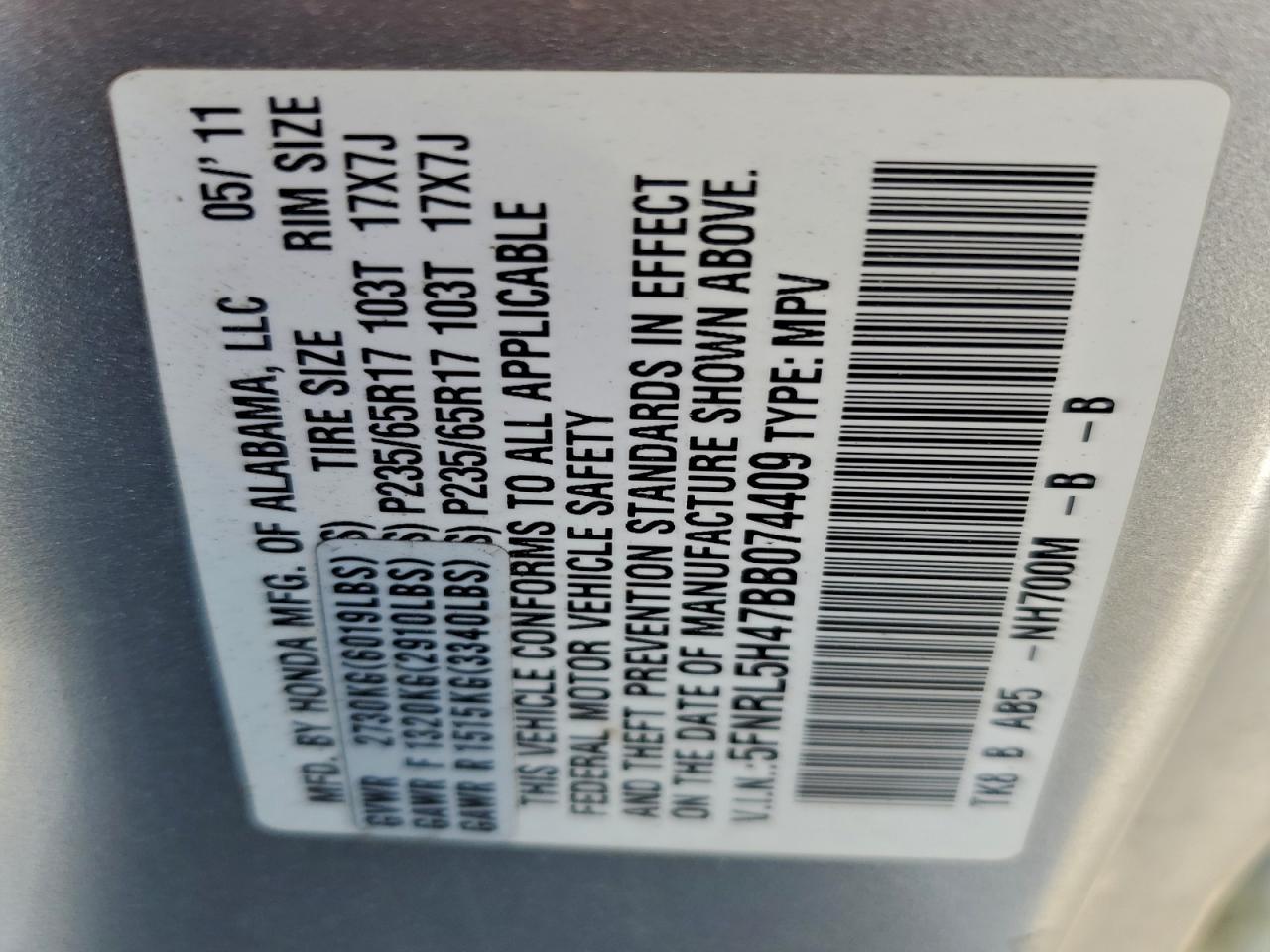 2011 HONDA ODYSSEY