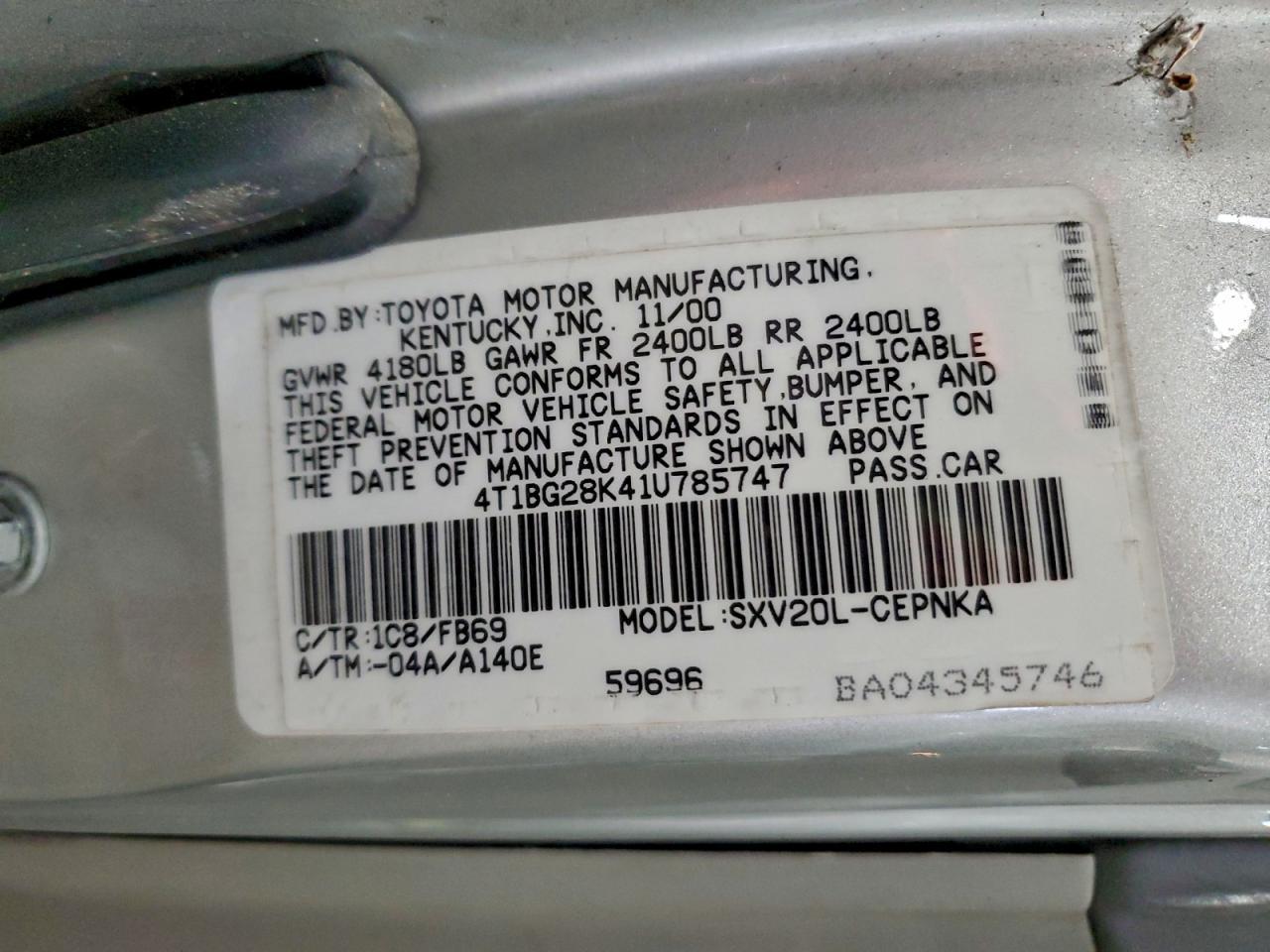 2001 TOYOTA CAMRY