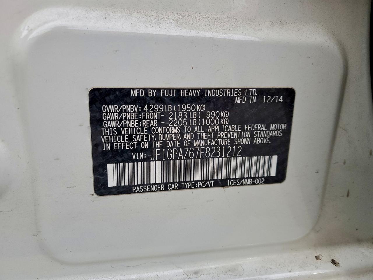 2015 SUBARU IMPREZA