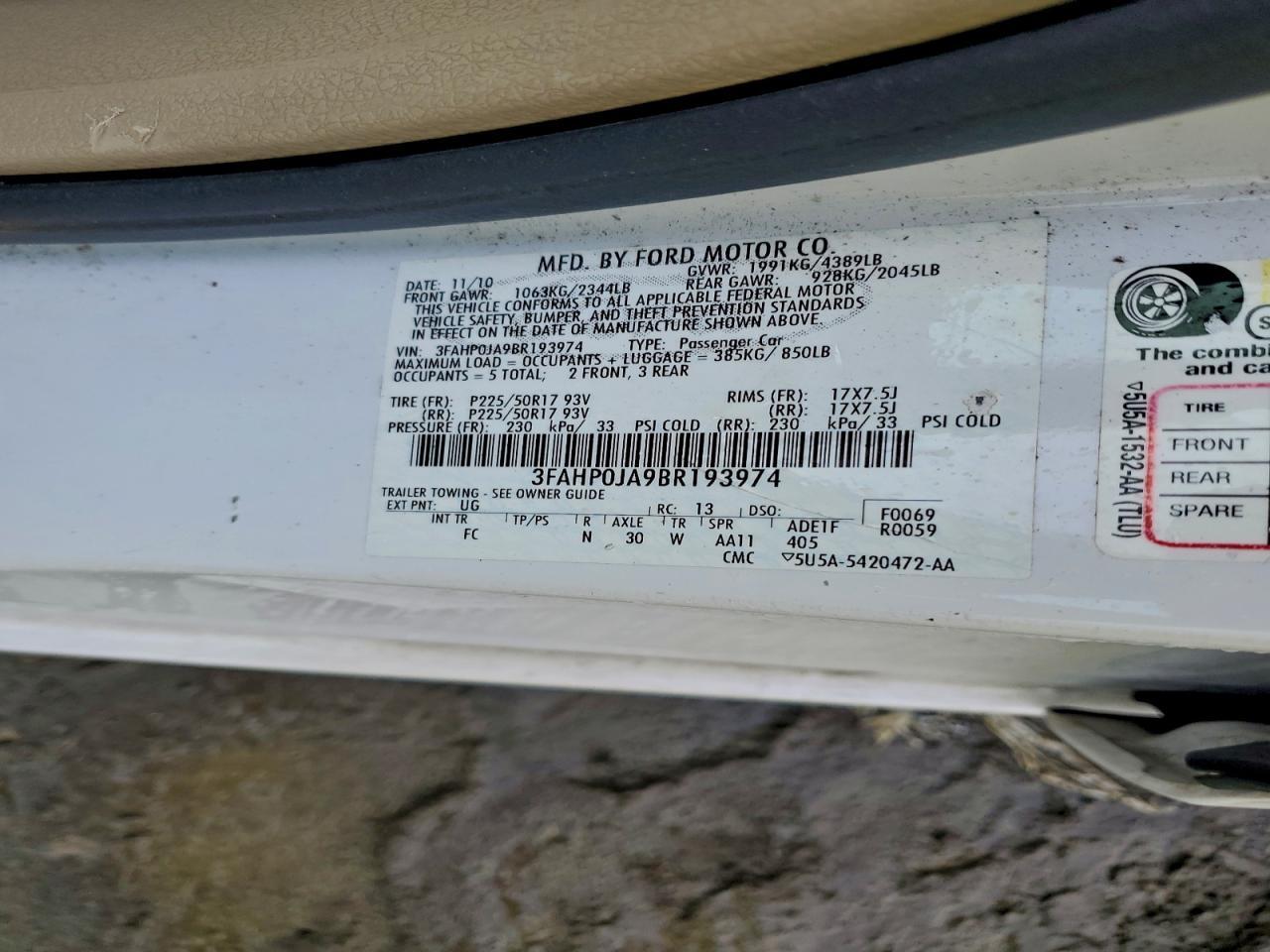 2011 FORD FUSION