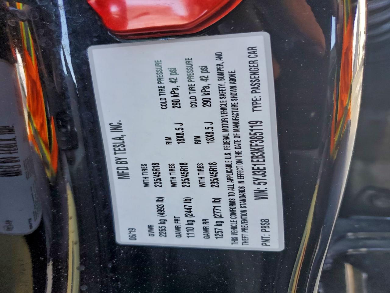2019 TESLA MODEL 3