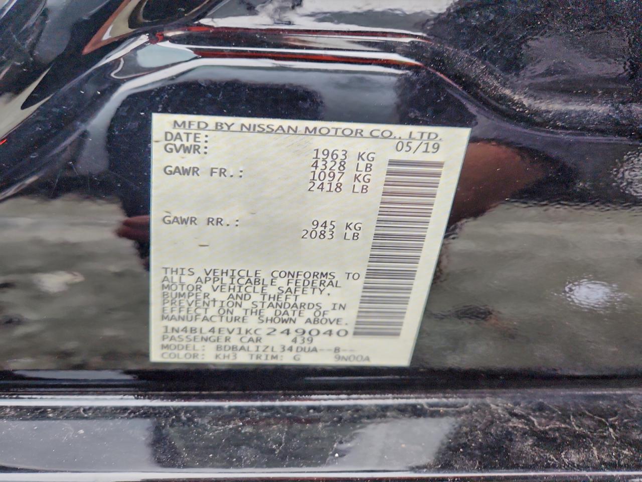 2019 NISSAN ALTIMA
