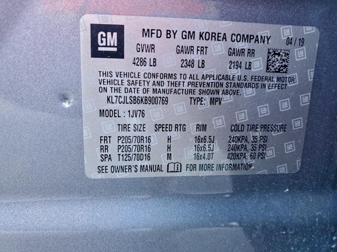 2019 CHEVROLET TRAX