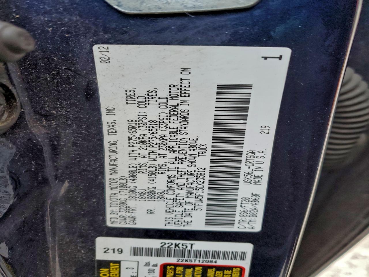2012 TOYOTA TUNDRA