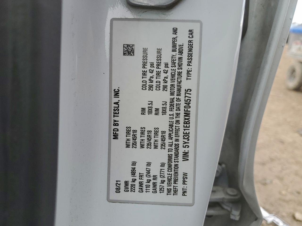 2021 TESLA MODEL 3