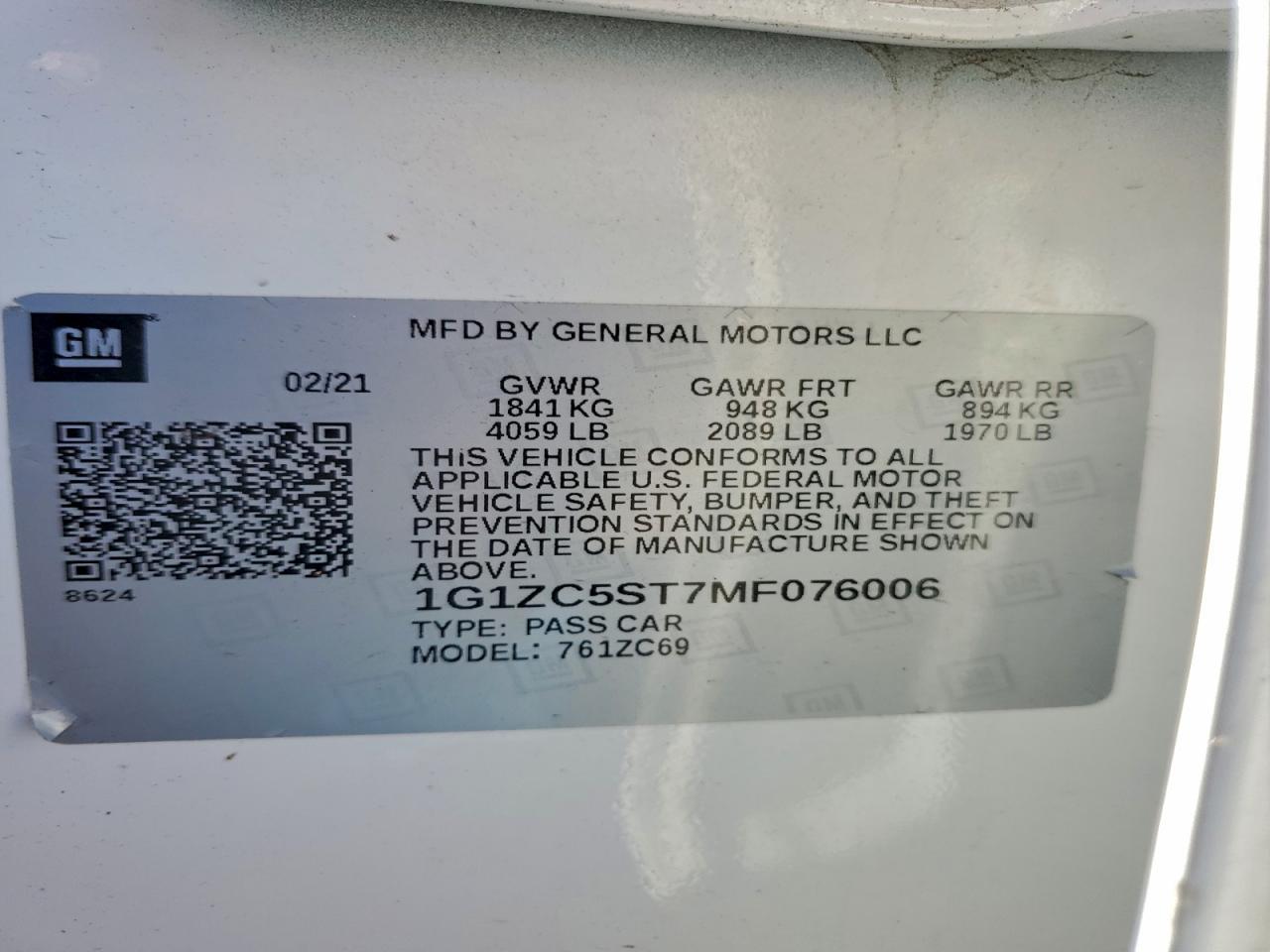 2021 CHEVROLET MALIBU