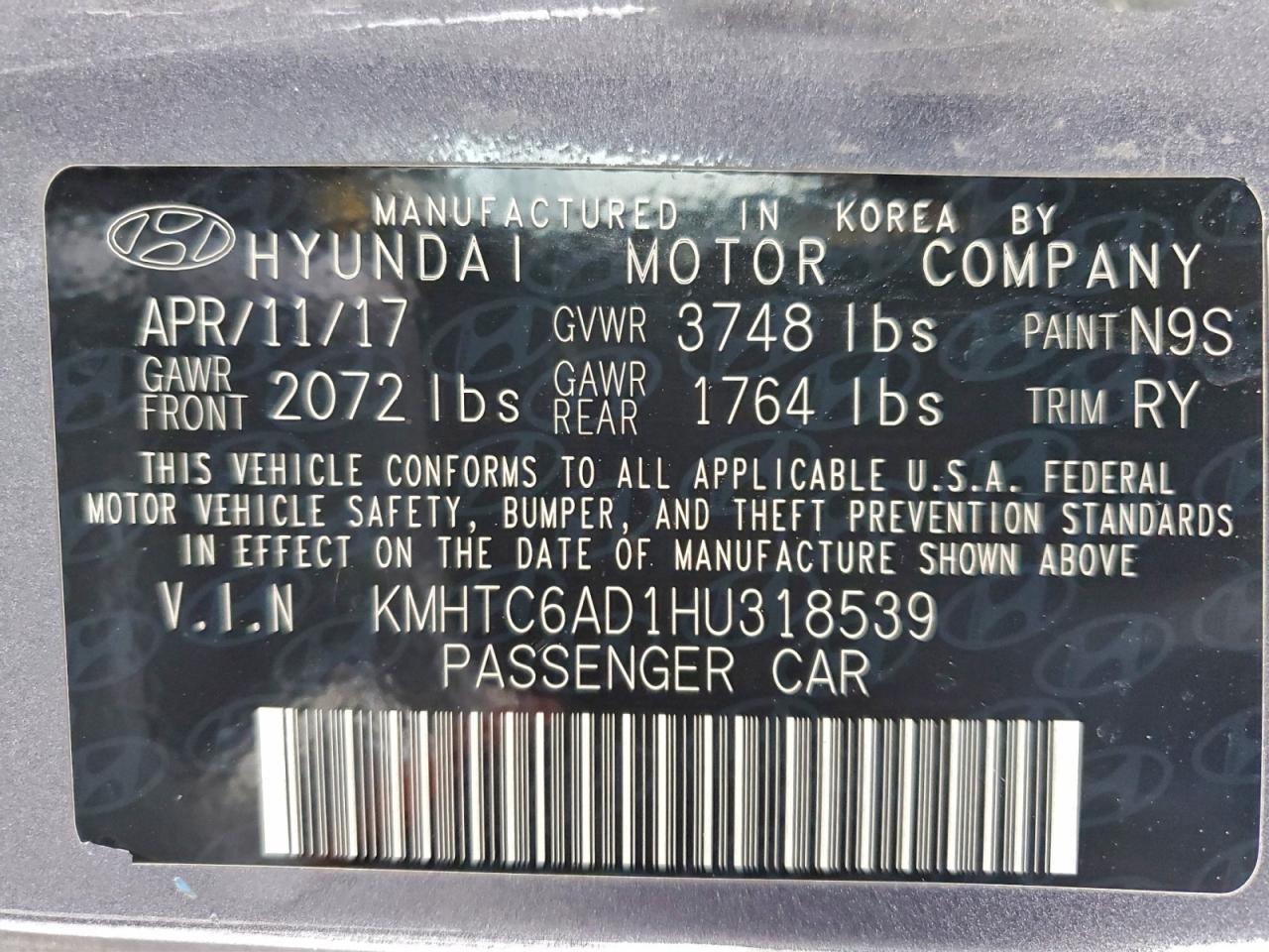 2017 HYUNDAI VELOSTER